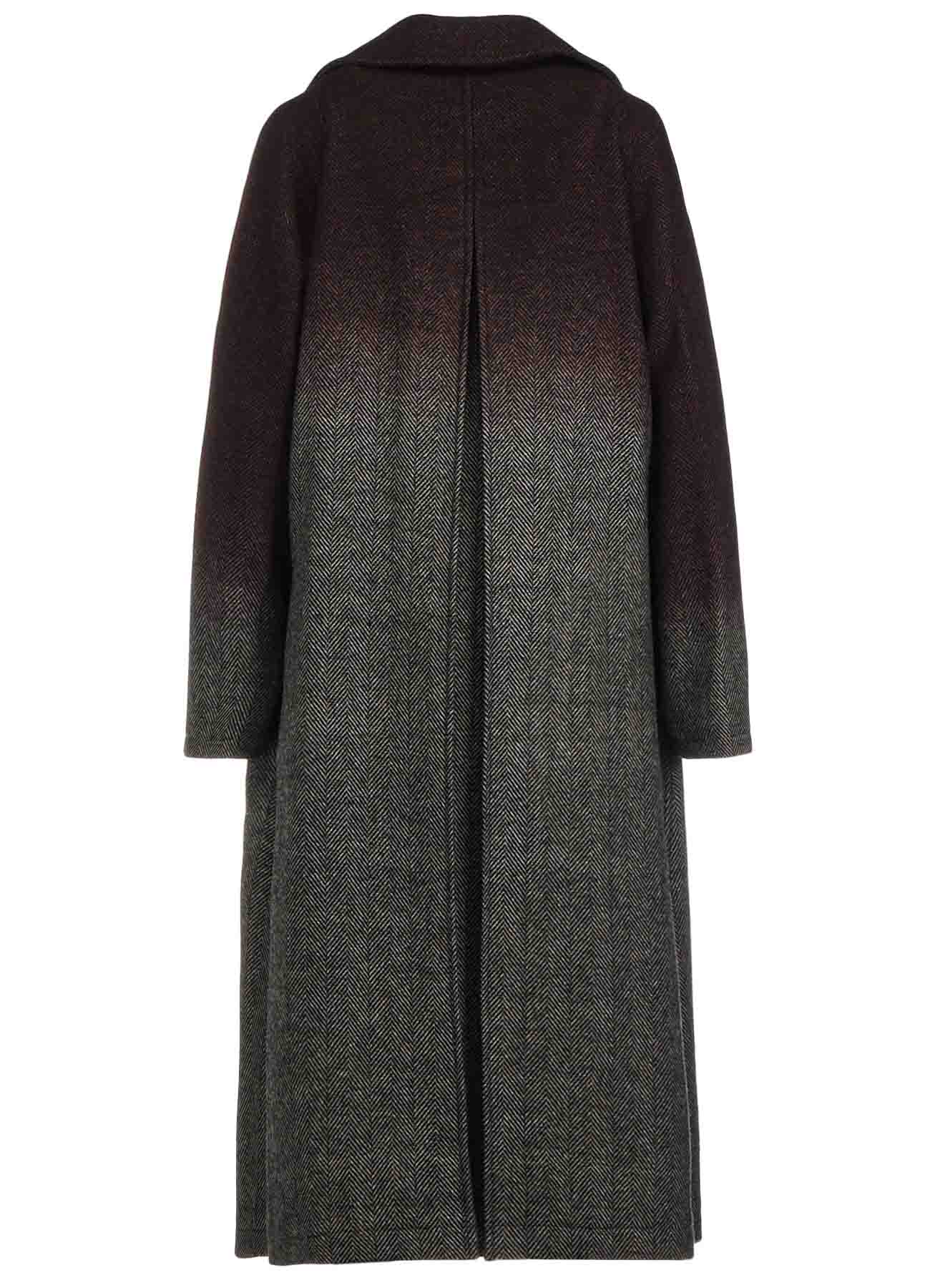 WOOL HERRINGBONE GRADATION LONG COAT