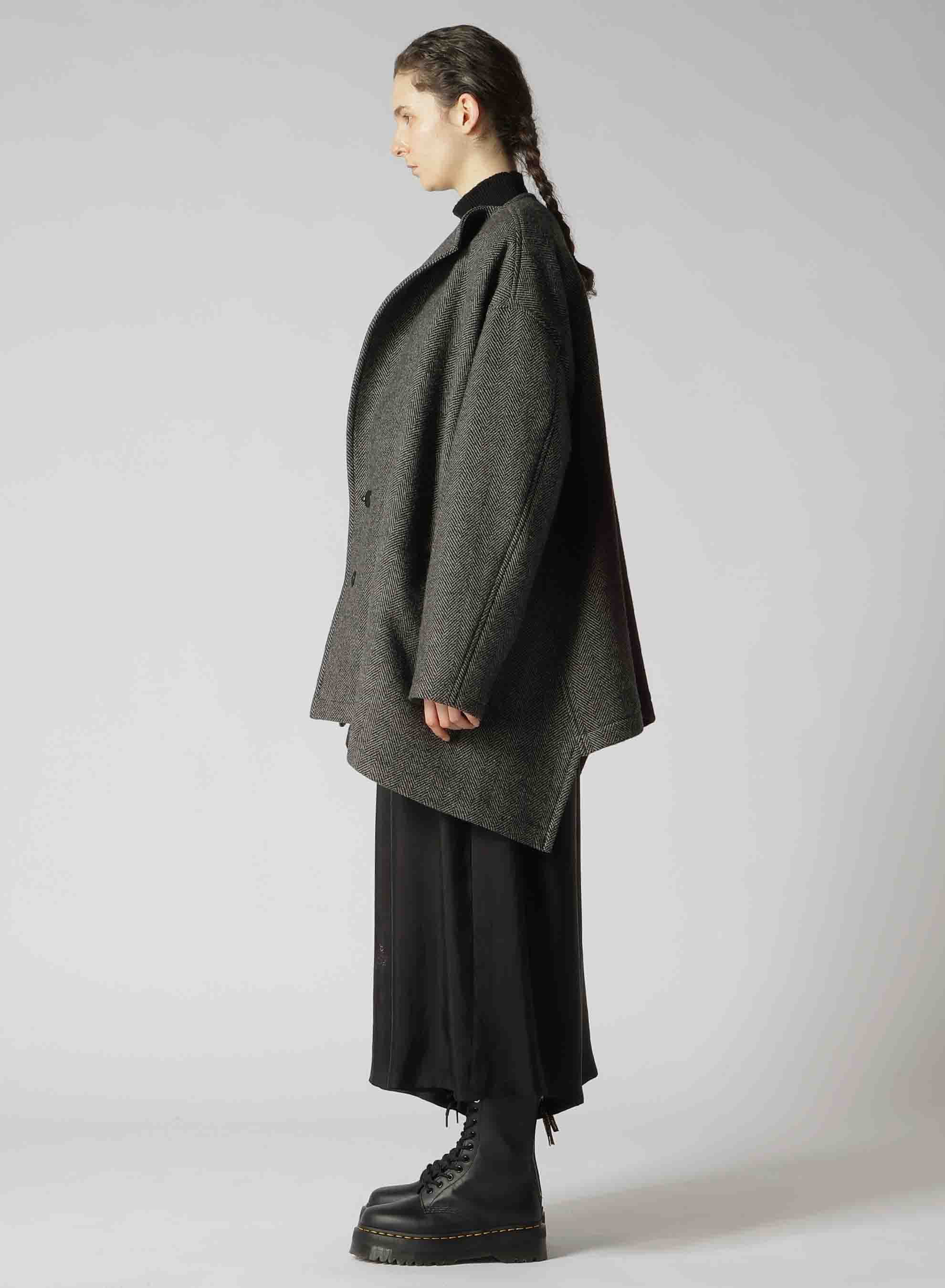 【9/20 12:00(JST) Release】WOOL HERRINGBONE GRADATION COLLARLESS COAT