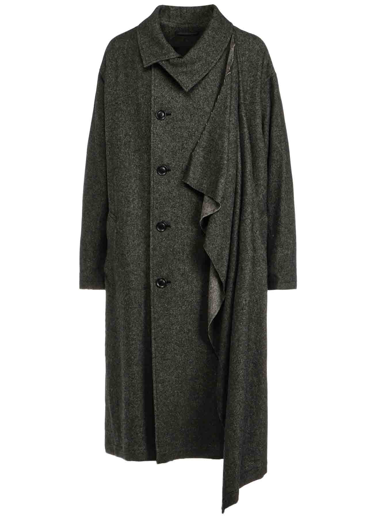 WOOL FLANNEL LEFT FLAP PANEL COAT