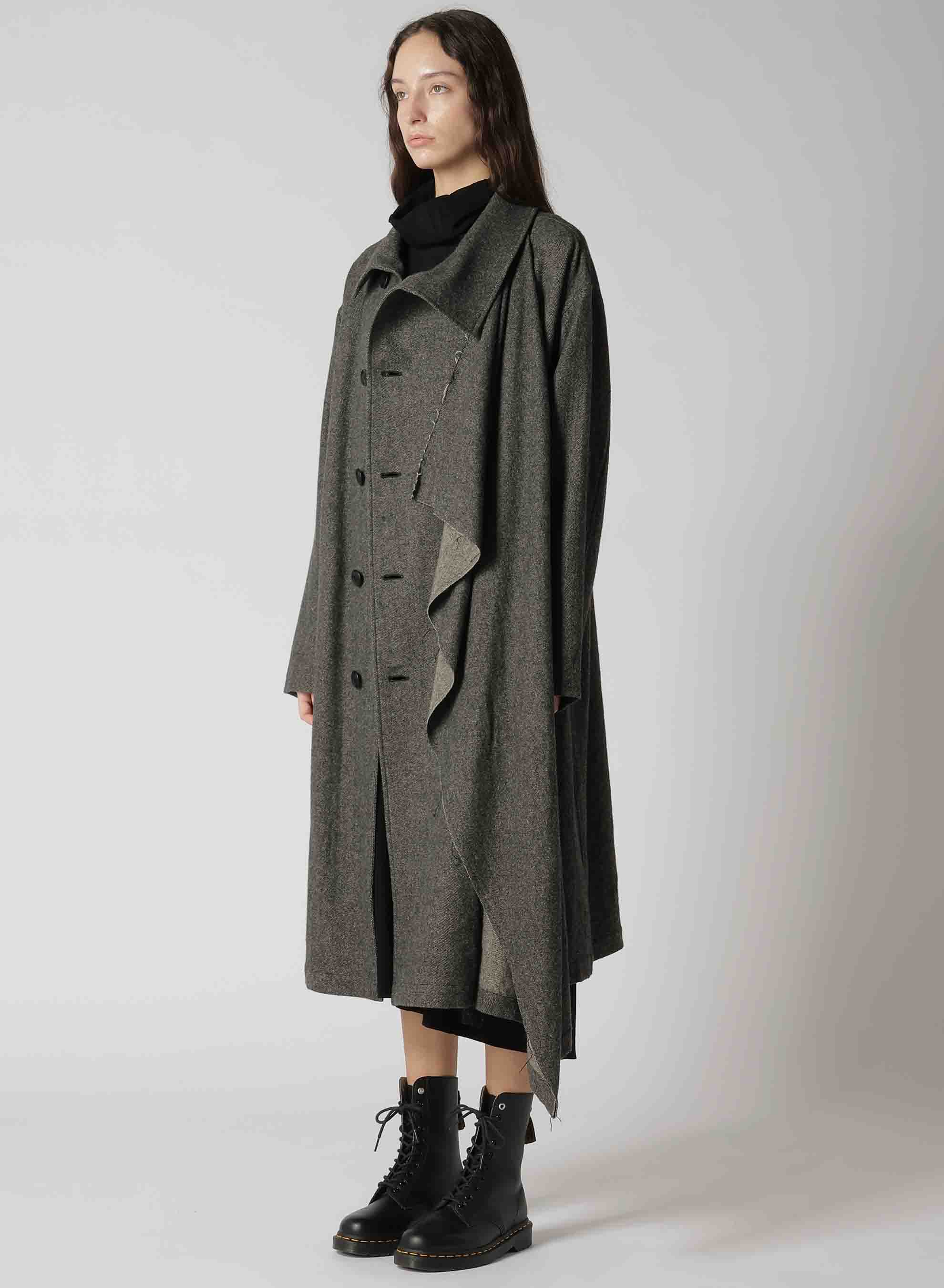 WOOL FLANNEL LEFT FLAP PANEL COAT