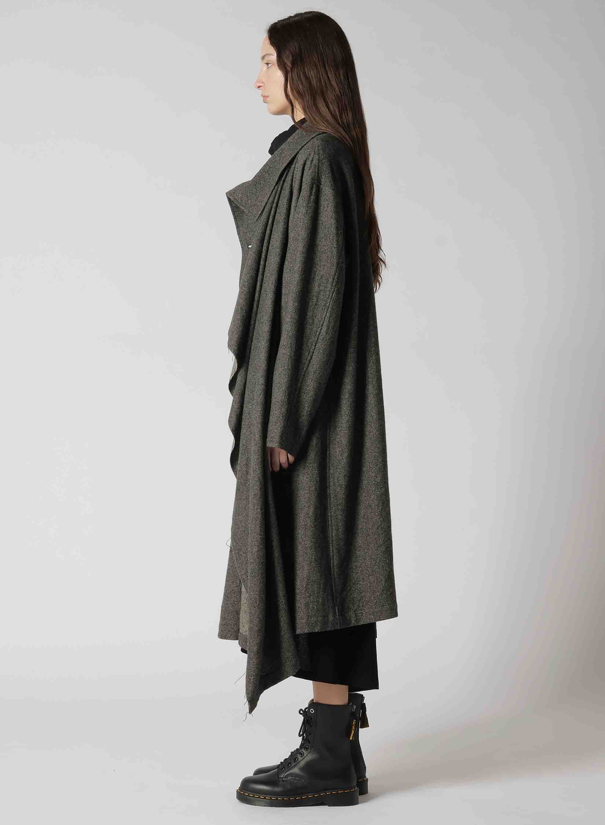 WOOL FLANNEL LEFT FLAP PANEL COAT