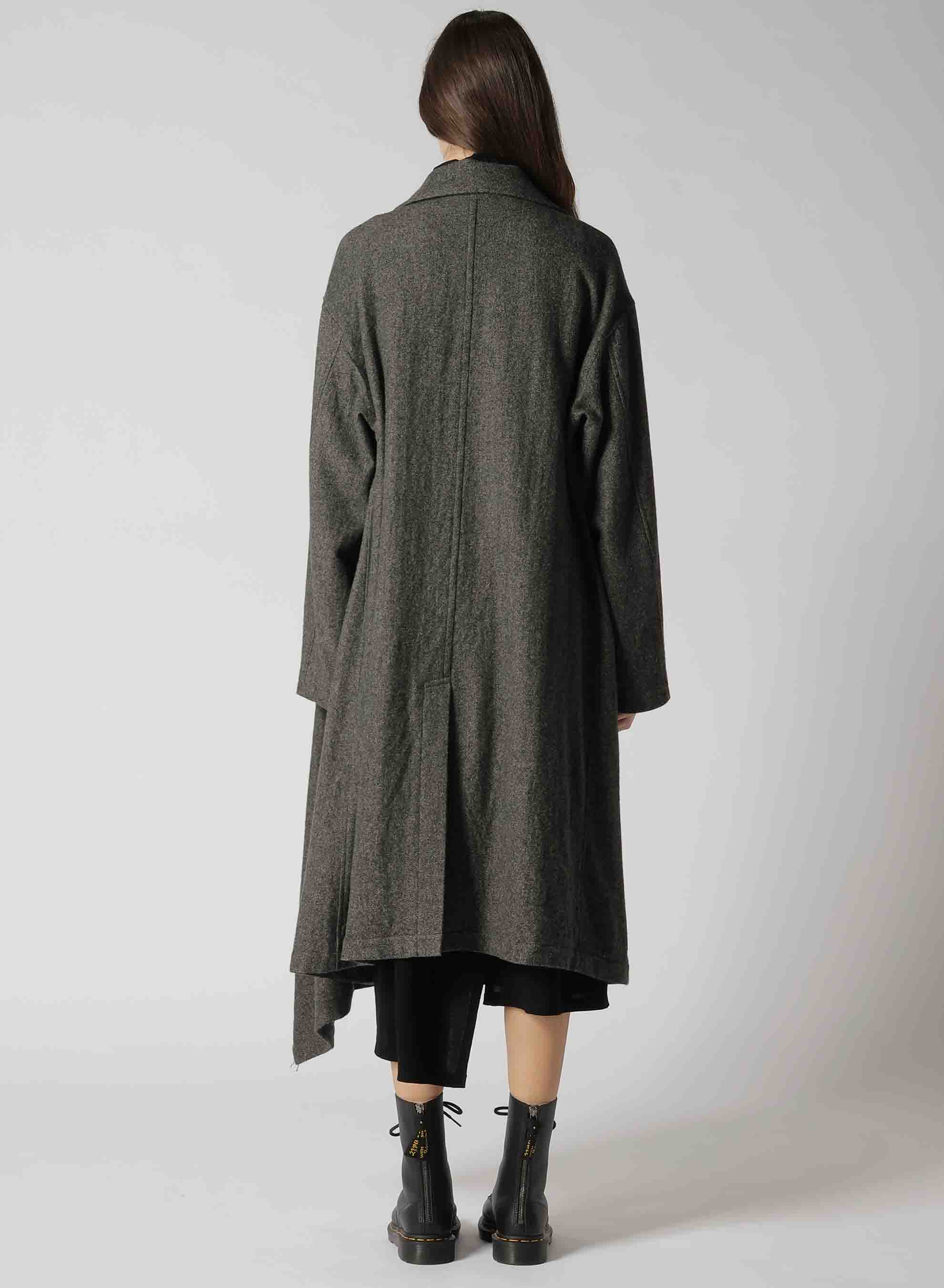 WOOL FLANNEL LEFT FLAP PANEL COAT