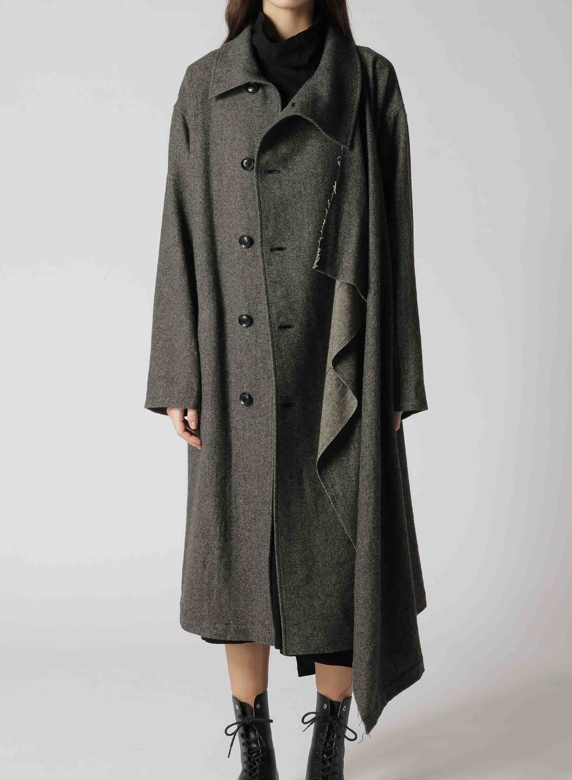 WOOL FLANNEL LEFT FLAP PANEL COAT