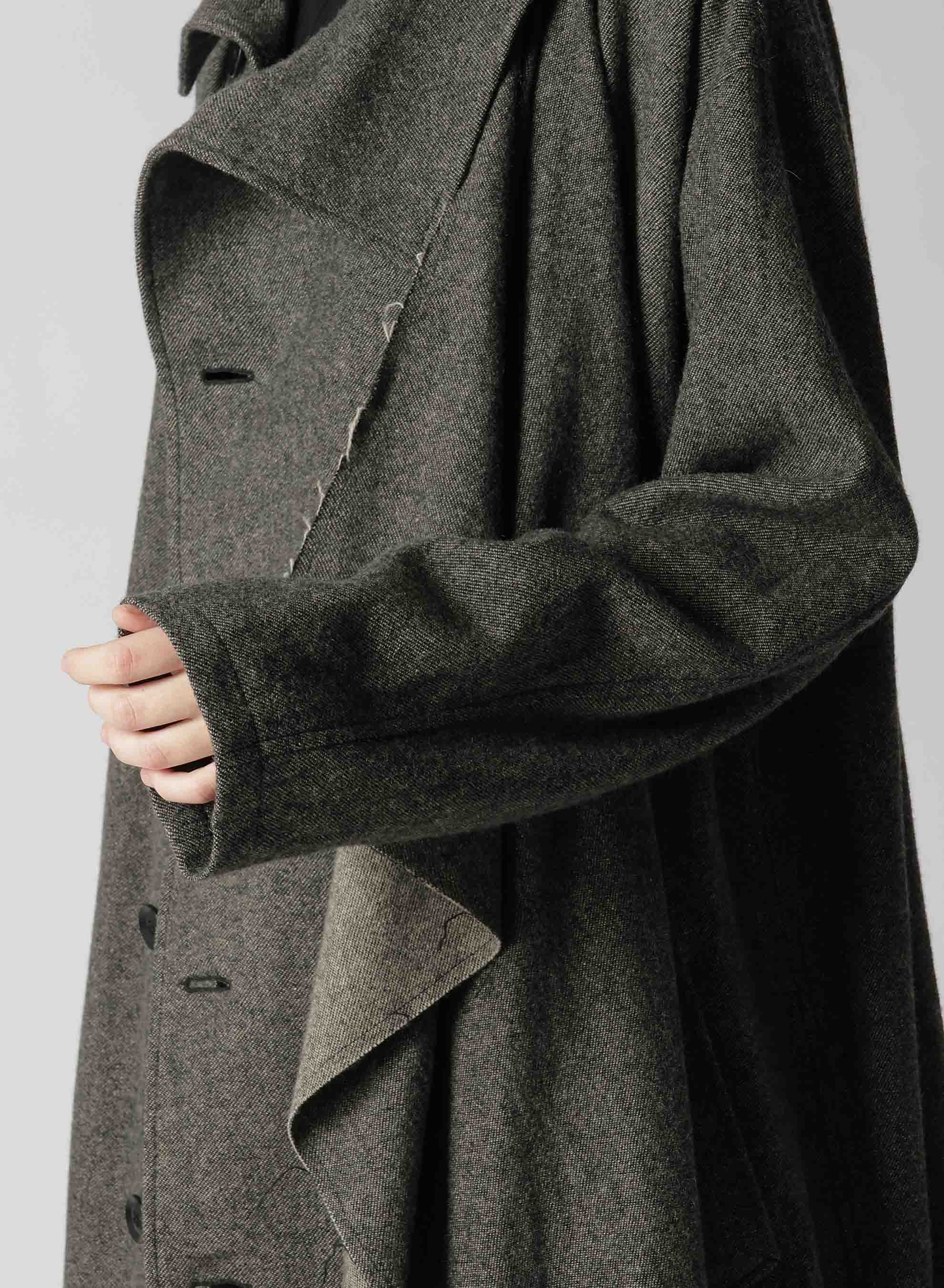 WOOL FLANNEL LEFT FLAP PANEL COAT