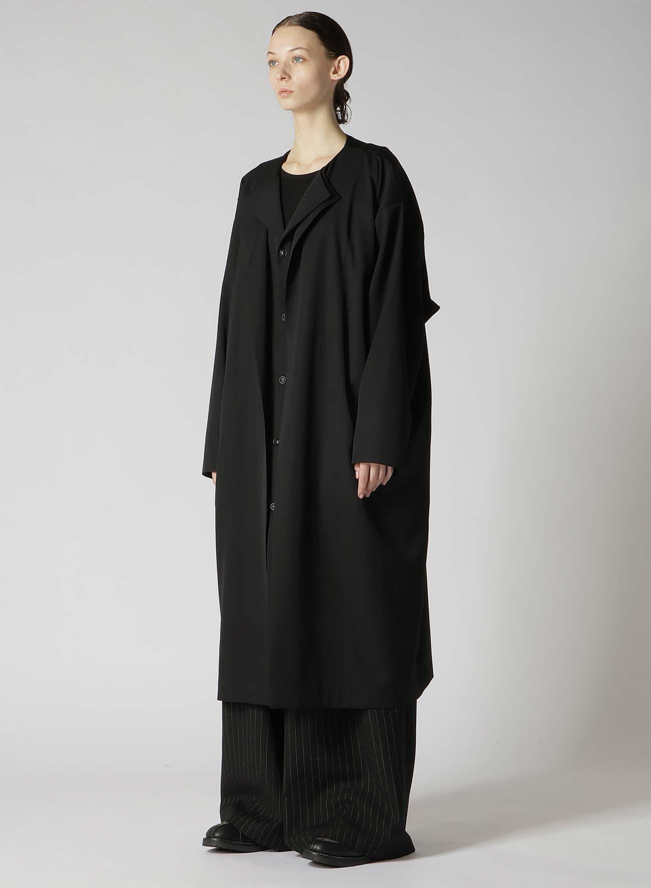 WOOL GABARDINE COLLARLESS DRESS