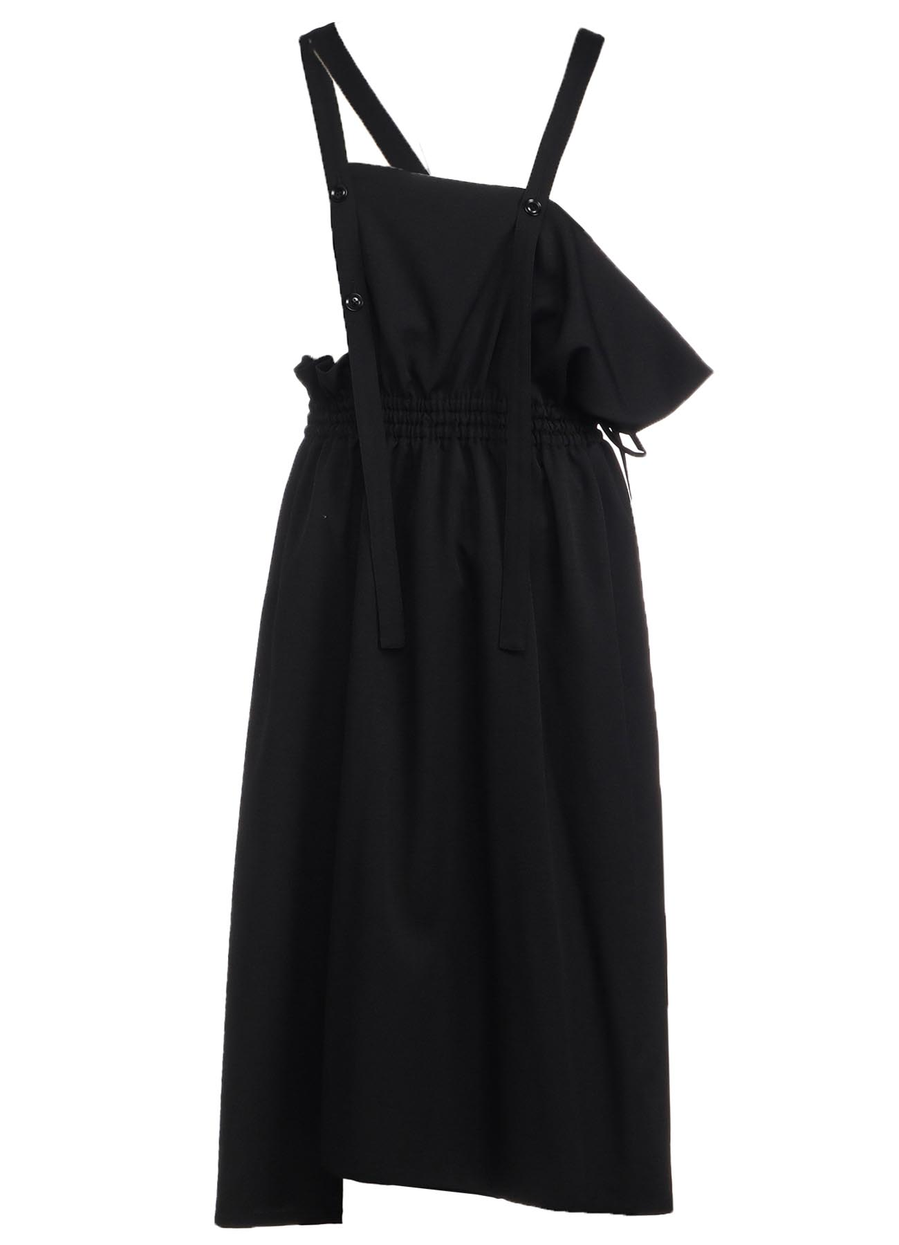 WOOL GABARDINE GATHERED DRESS WITH STRAPS