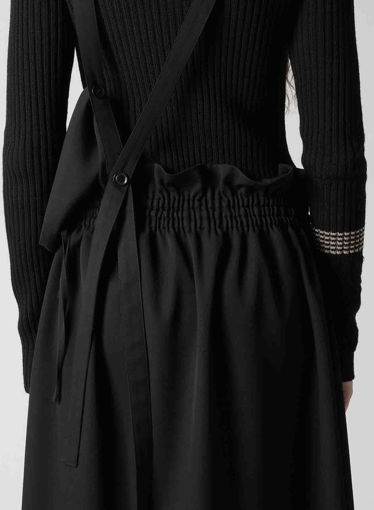 WOOL GABARDINE GATHERED DRESS WITH STRAPS