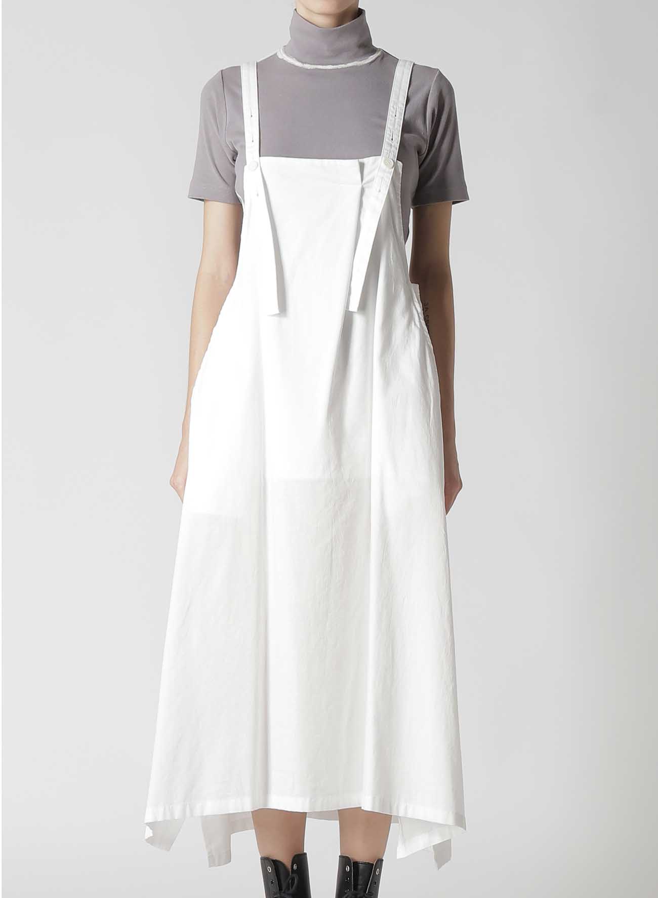 [Y's BORN PRODUCT] THIN COTTON TWILL FRONT TUCKED SHOULDER STRAP DRESS