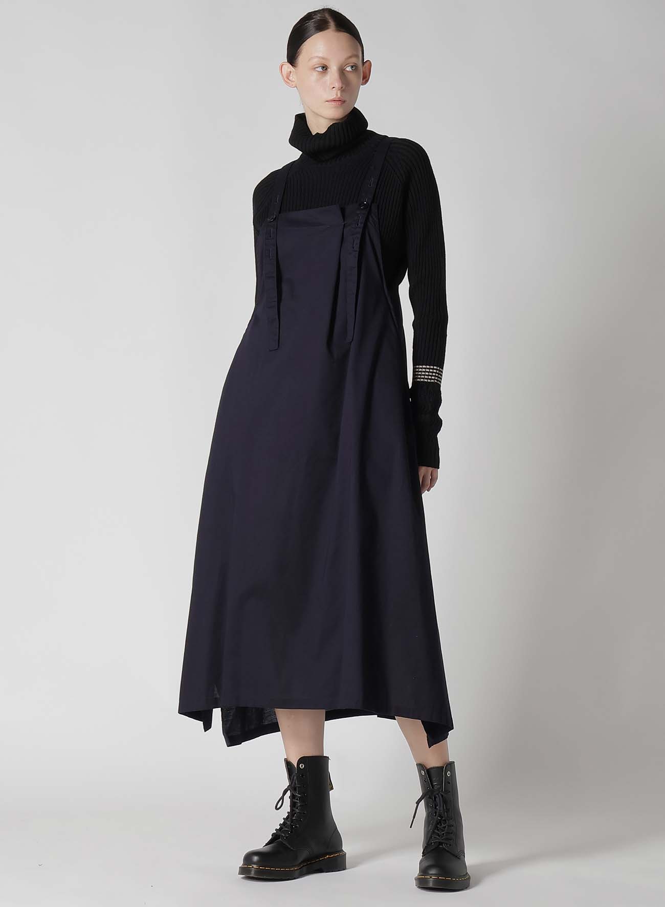 [Y's BORN PRODUCT] THIN COTTON TWILL FRONT TUCKED SHOULDER STRAP DRESS