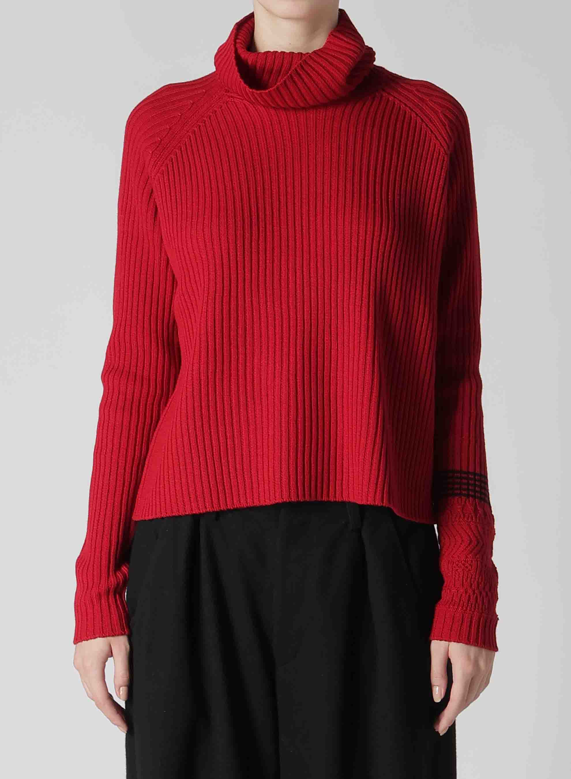 WOOL RIB TURTLE NECK PULLOVER