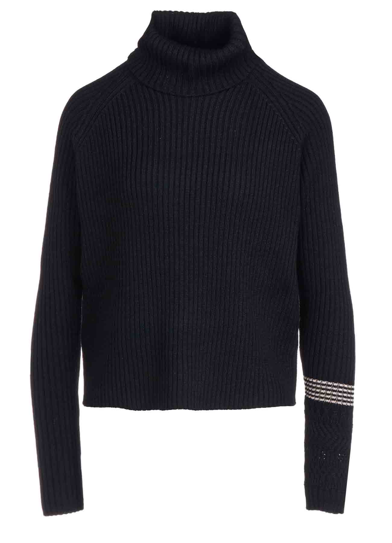 WOOL RIB TURTLE NECK PULLOVER