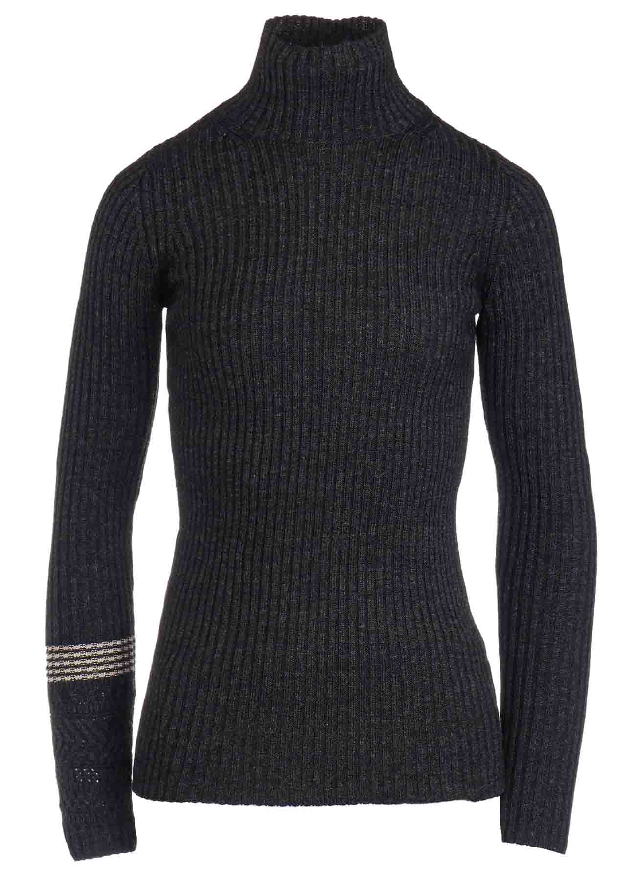 WOOL RIB HIGH NECK PULLOVER