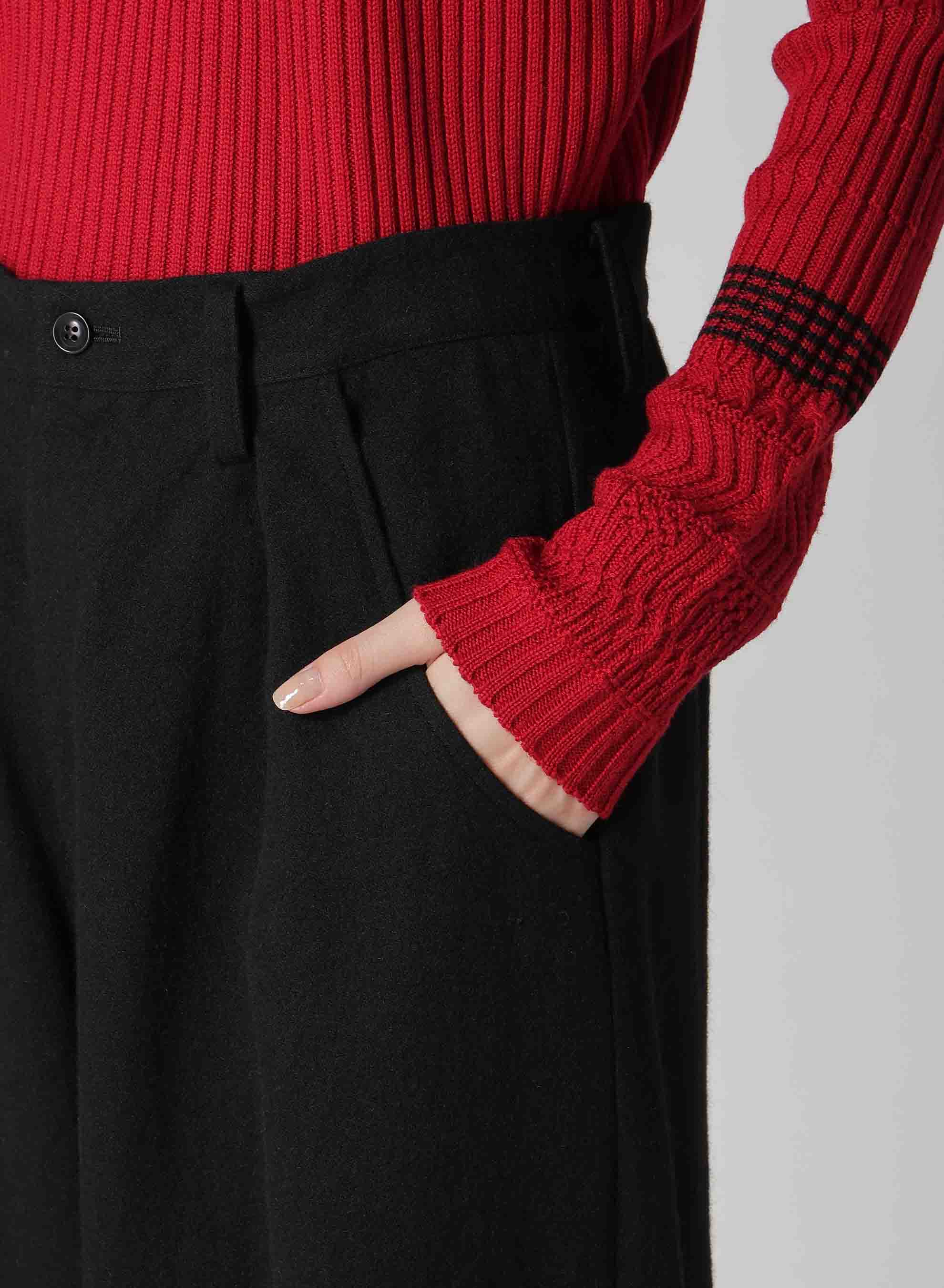 WOOL FLANNEL SINGLE TUCK WIDE PANTS