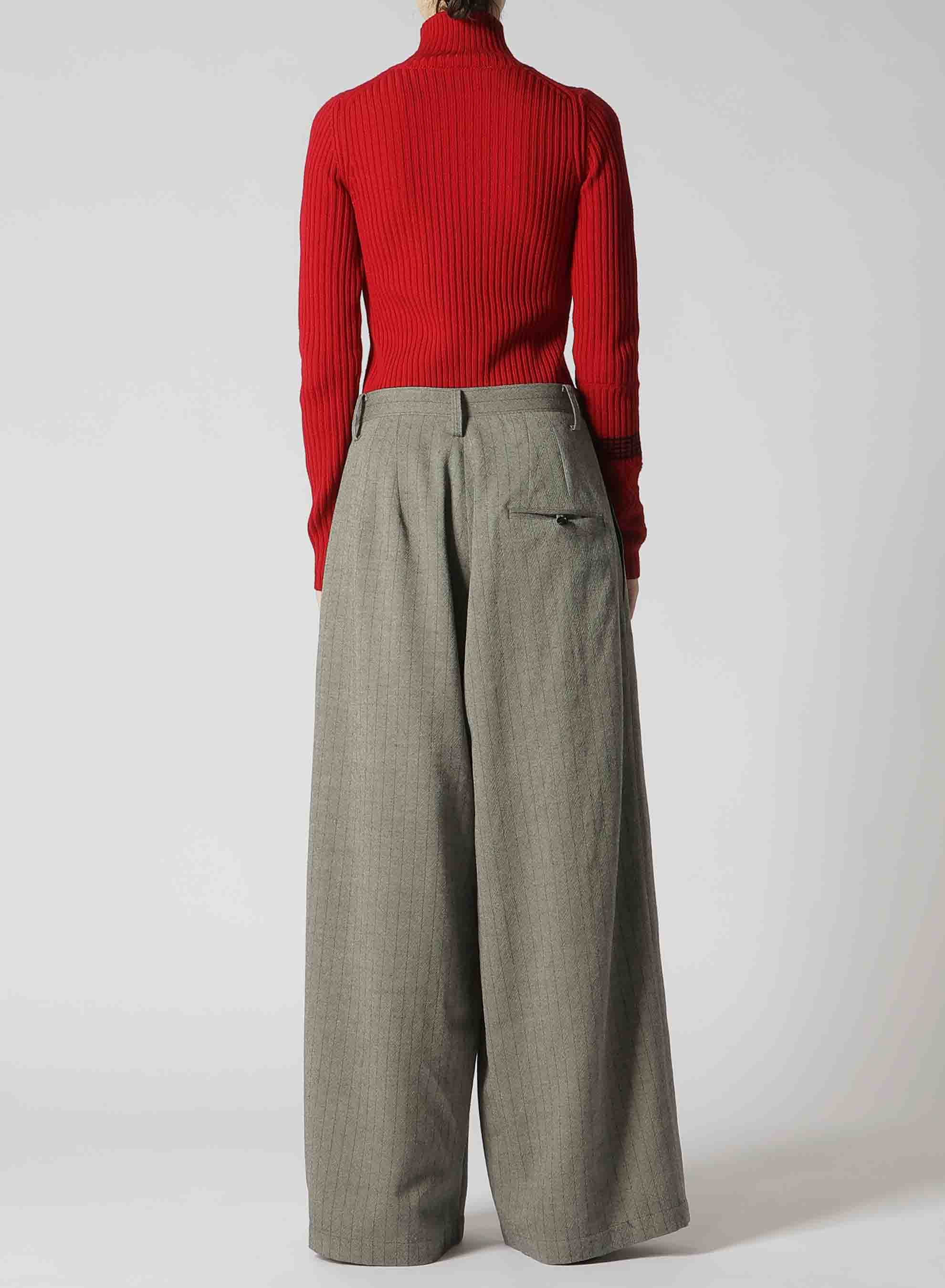 WOOL STRIPE DOUBLE TUCK WIDE PANTS