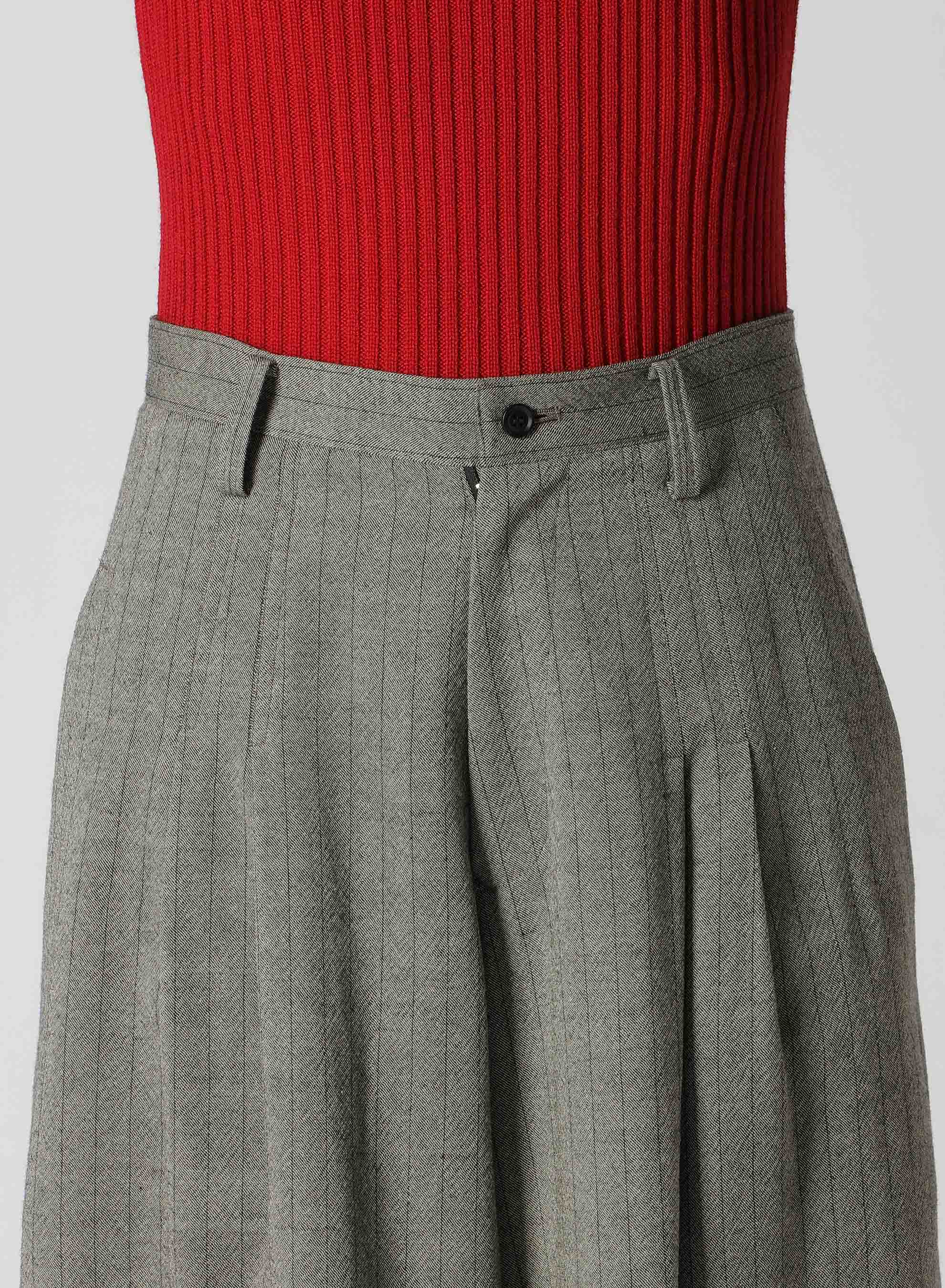 WOOL STRIPE DOUBLE TUCK WIDE PANTS