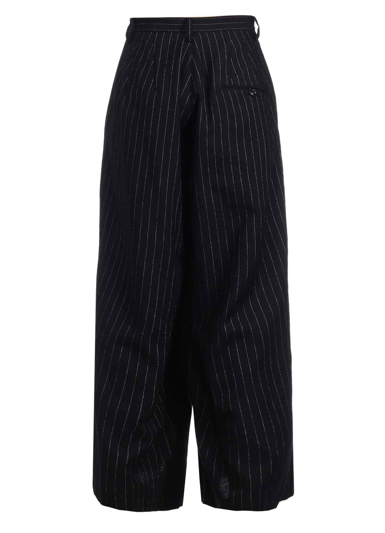 WOOL STRIPE DOUBLE TUCK WIDE PANTS