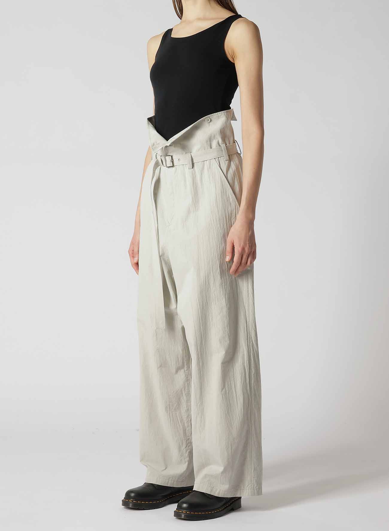 COTTON CHAMBRAY HIGH WAIST PANTS