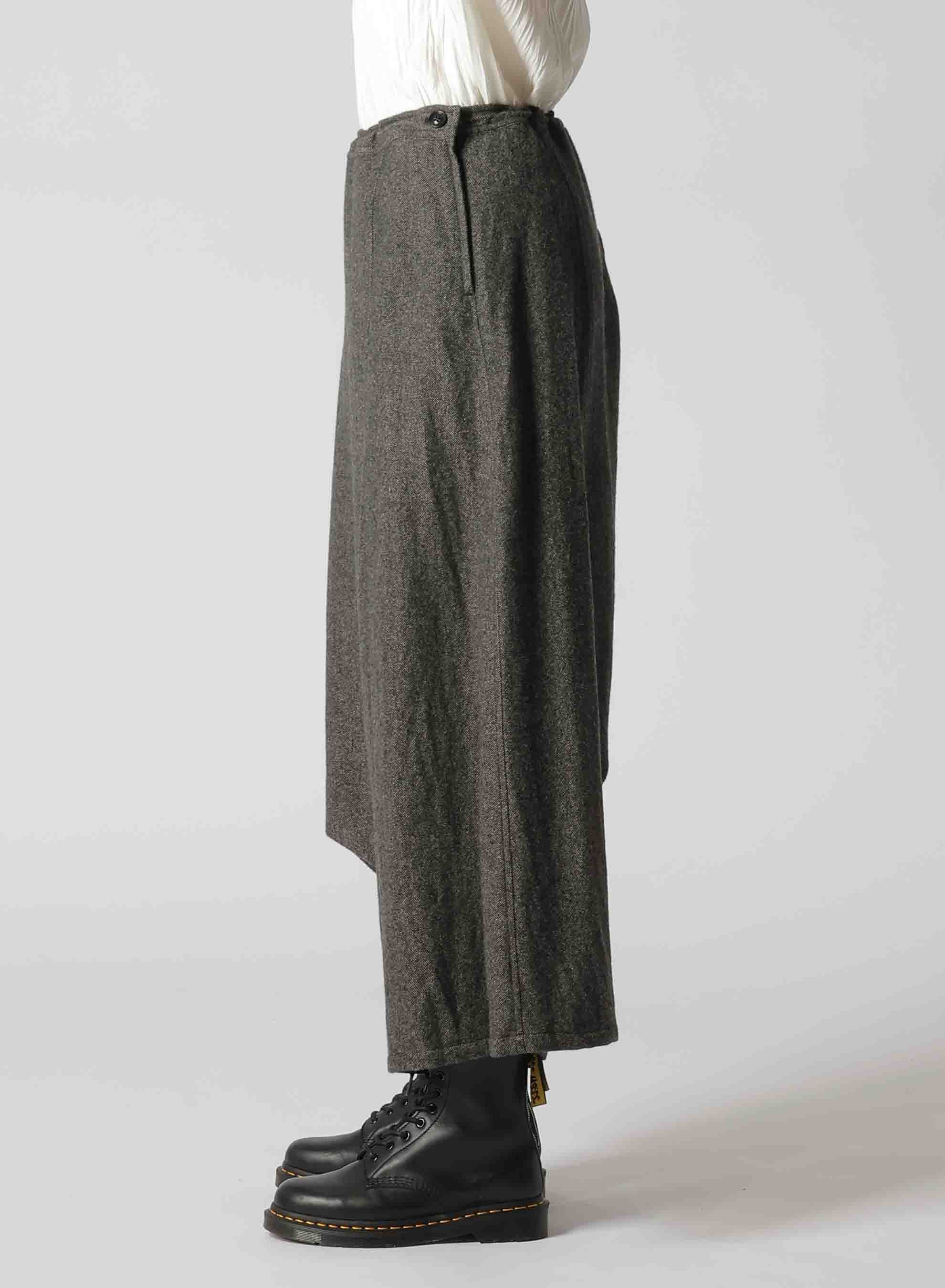 WOOL FLANNEL STRING WAIST ASSYMETRIC PANTS