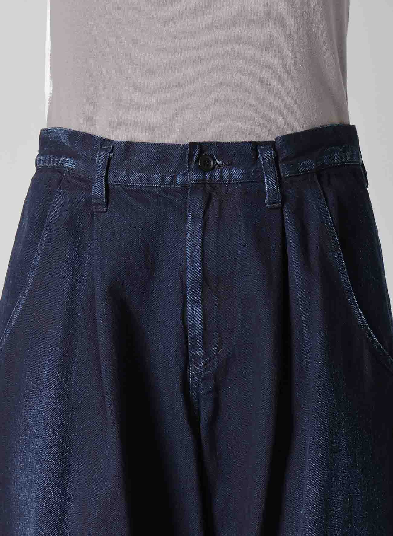 10OZ DENIM SINGLE-PLEATED WIDE LEG PANTS