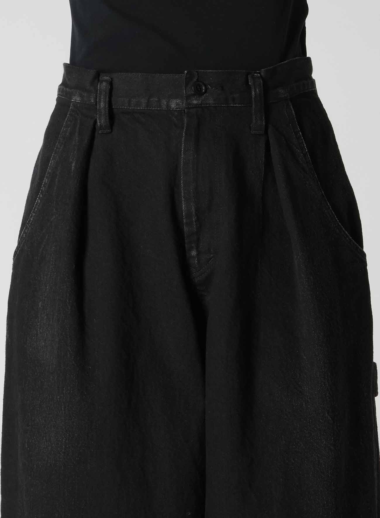 10OZ DENIM SINGLE-PLEATED WIDE LEG PANTS