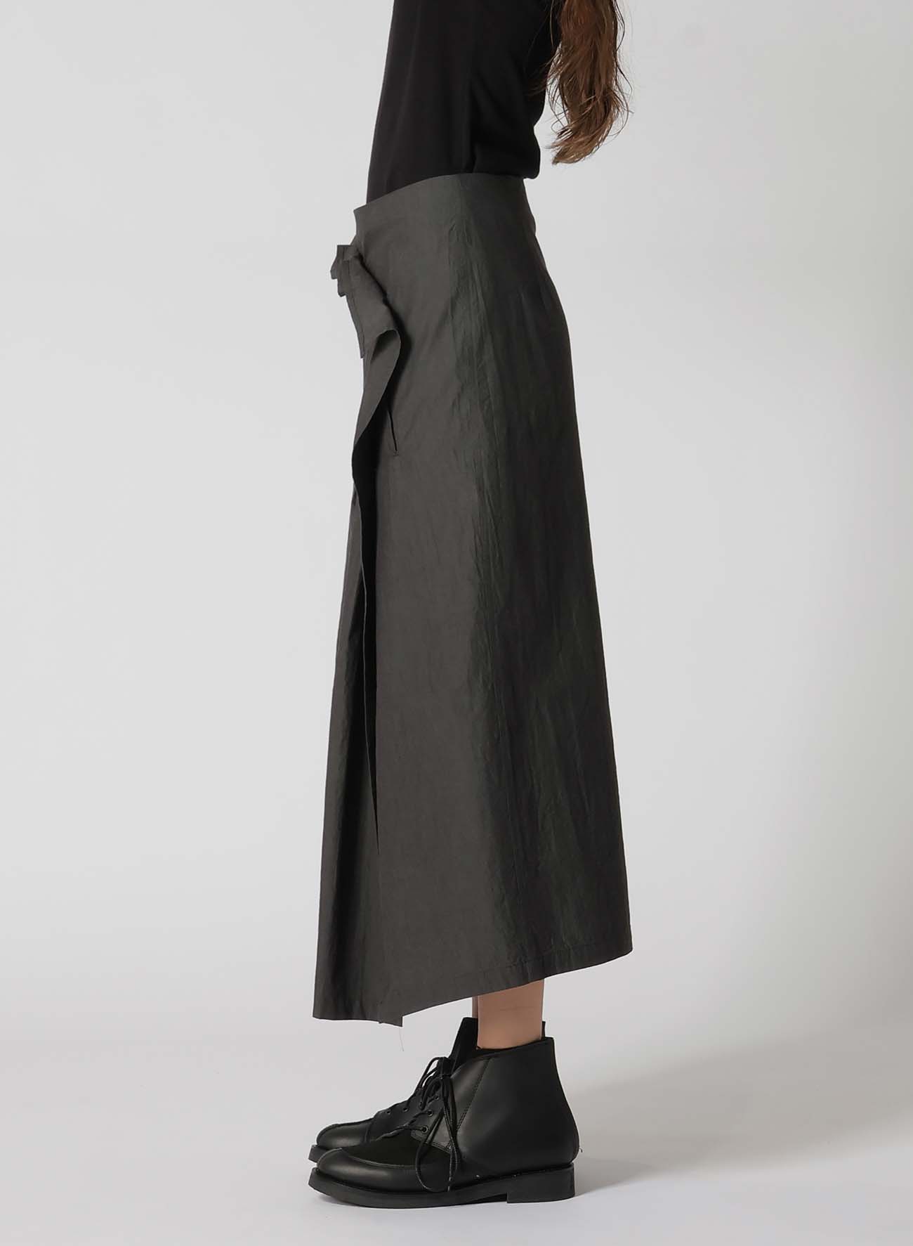 COTTON CHAMBRAY PLEATED WRAP SKIRT