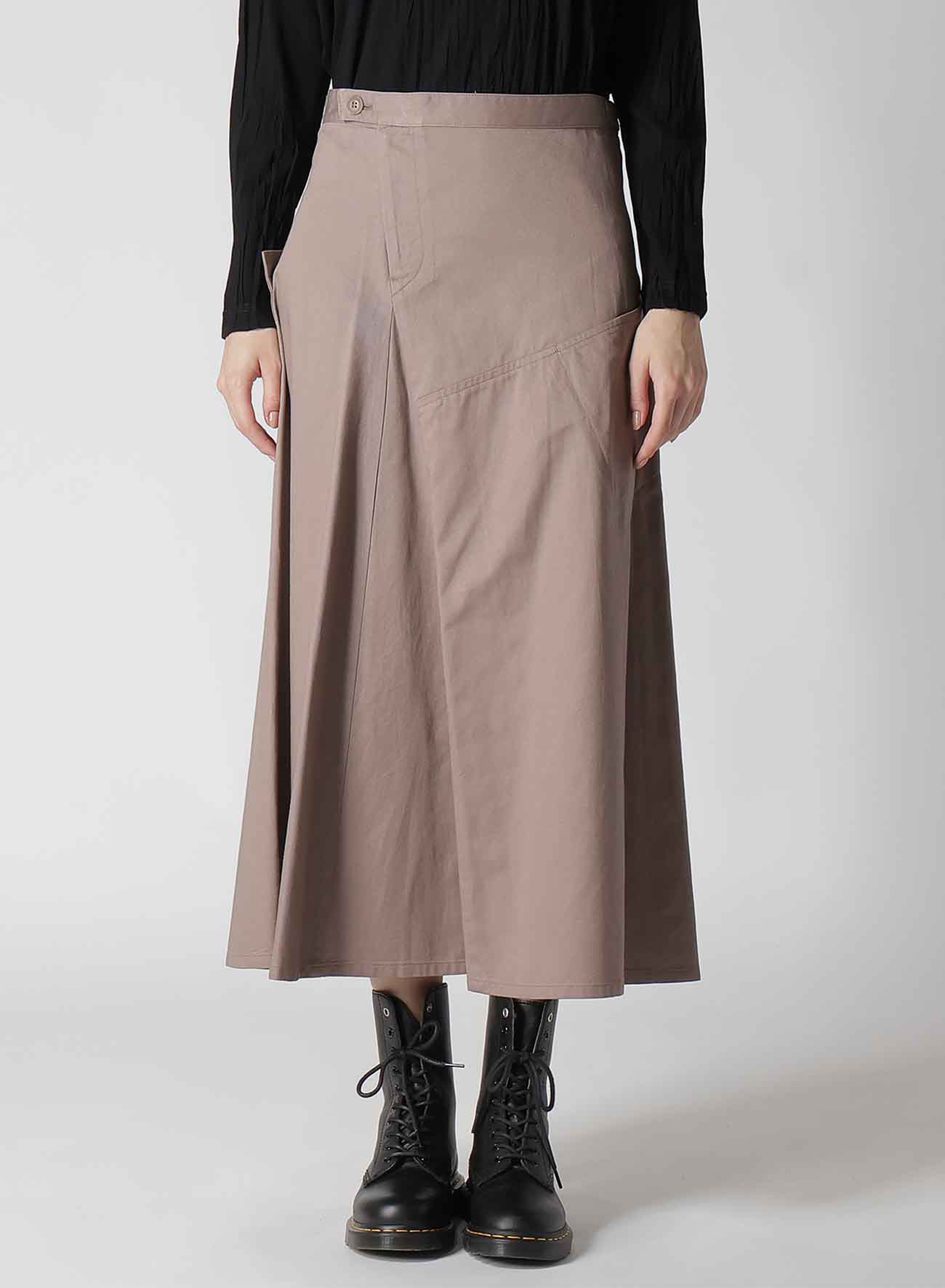 [Y's BORN PRODUCT] COTTON TWILL FLARE SKIRT WITH GUSSET