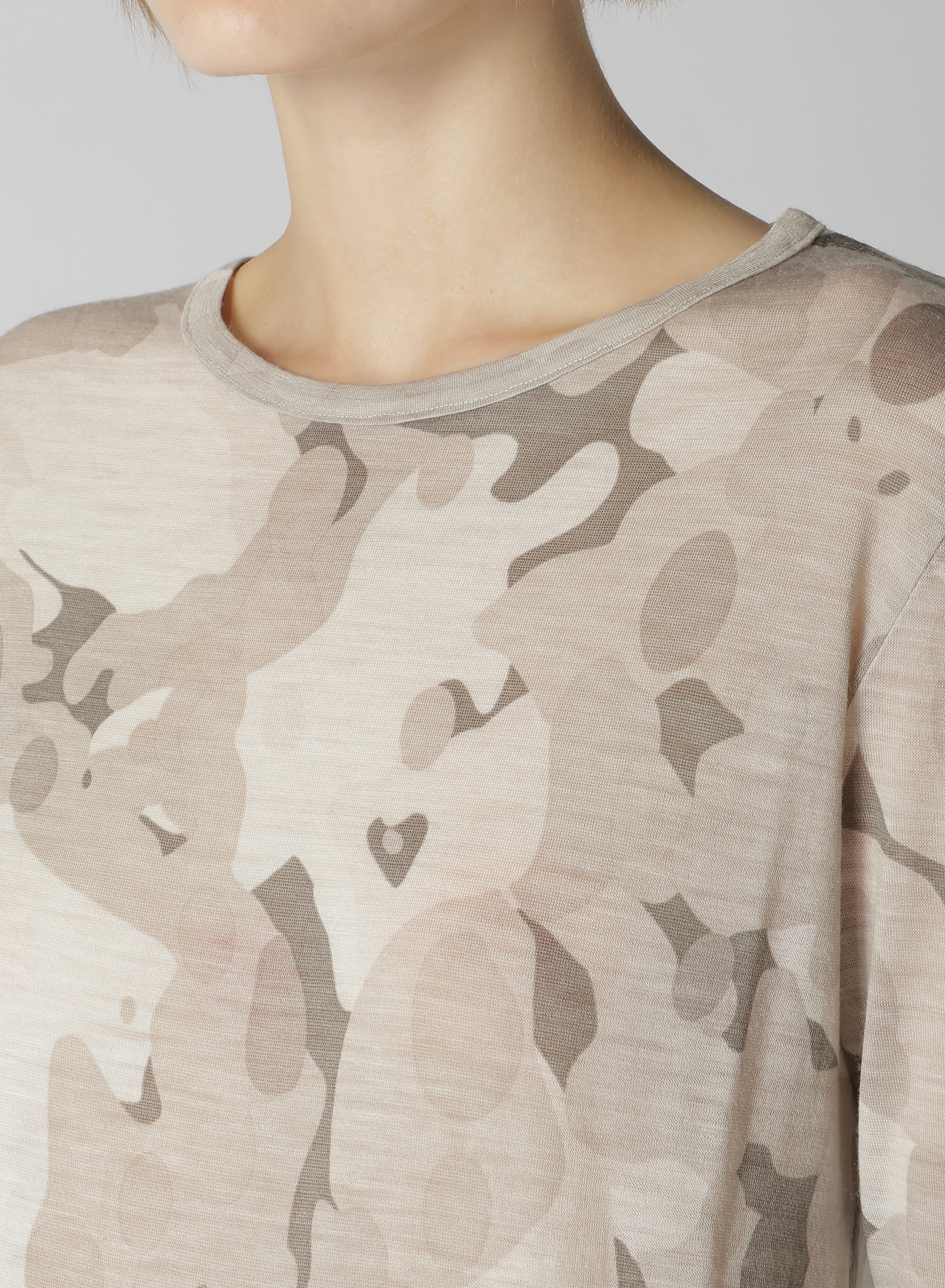 WOOL CAMOFRAGE LONG SLEEVE T-SHIRT