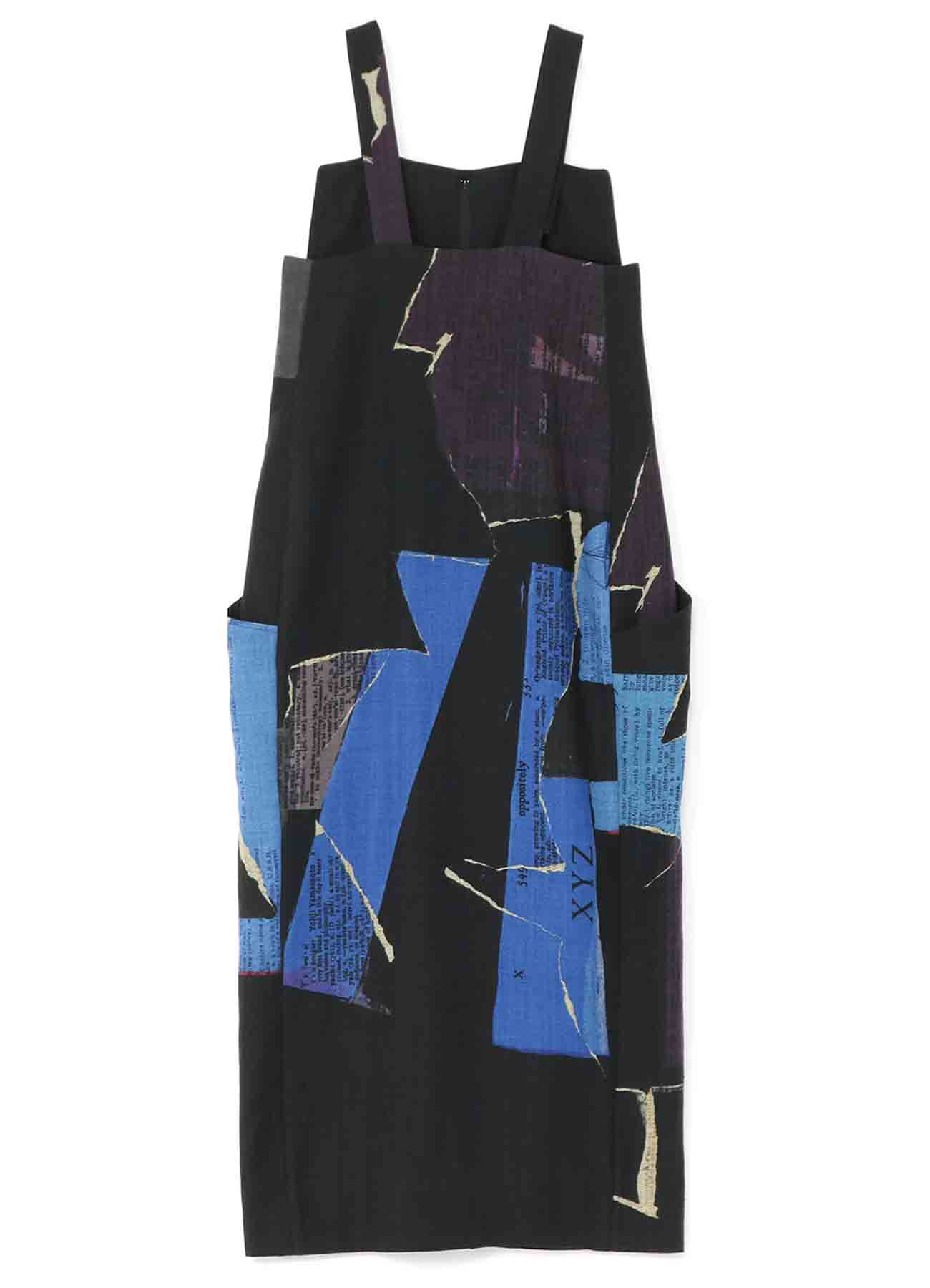 WOOL DICTIONARY COLLAGE PRINT SUSPENDER DRESS