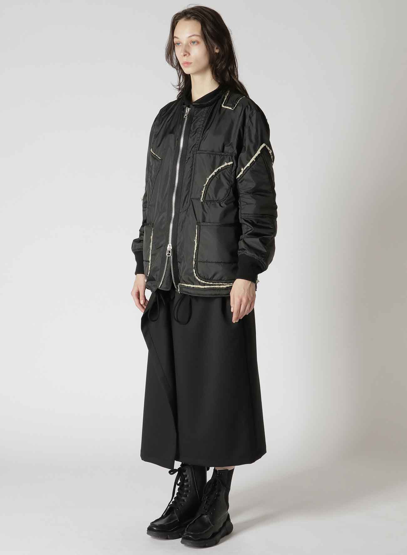Y's BANG ON!No.173 POLYESTER TAFFETA + WOOL PILE PATCHED BLOUSON