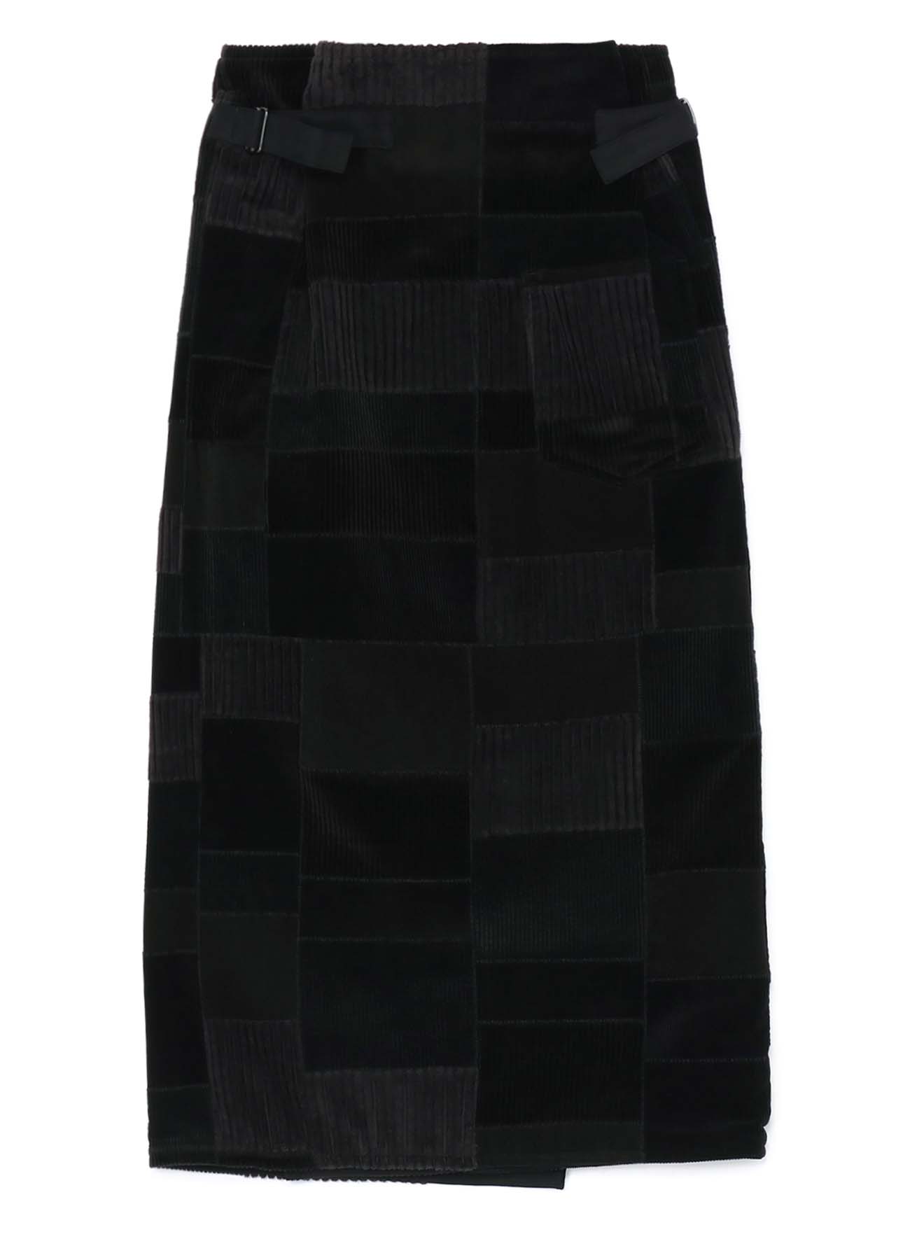 Y's BANG ON!No.184 THICK CORDUROY + CORDUROY PATCH WORK TACK WRAP SKIRT