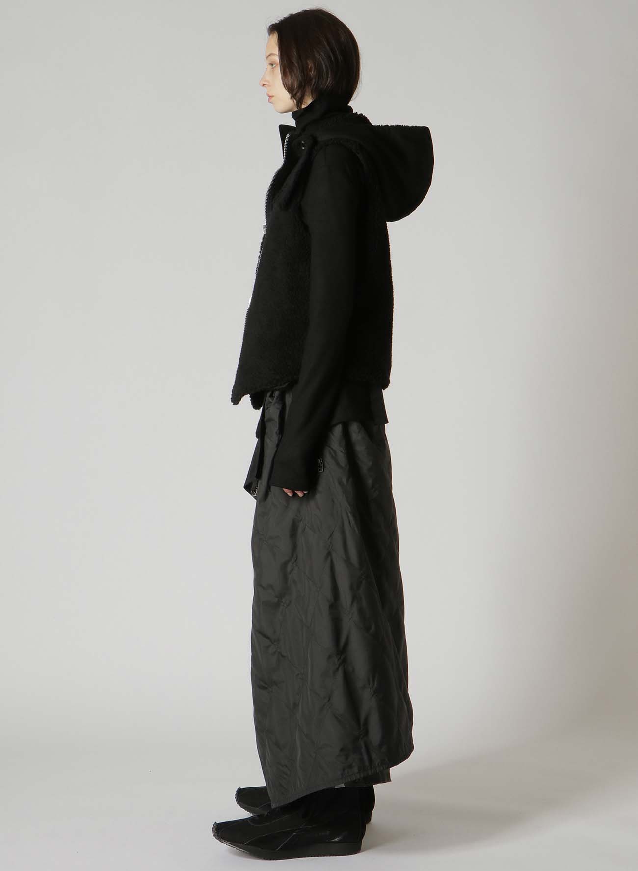Y's BANG ON!No.182 WOOL PILE + COTTON TWILL HOODED VEST