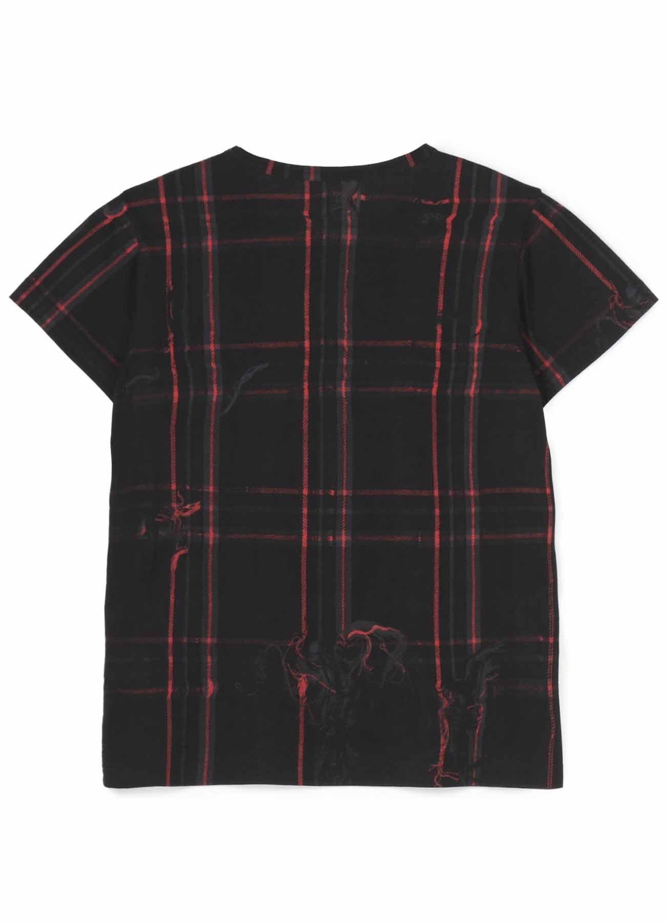 TWISTED CHECK ROUND NECK SHORT SLEEVE