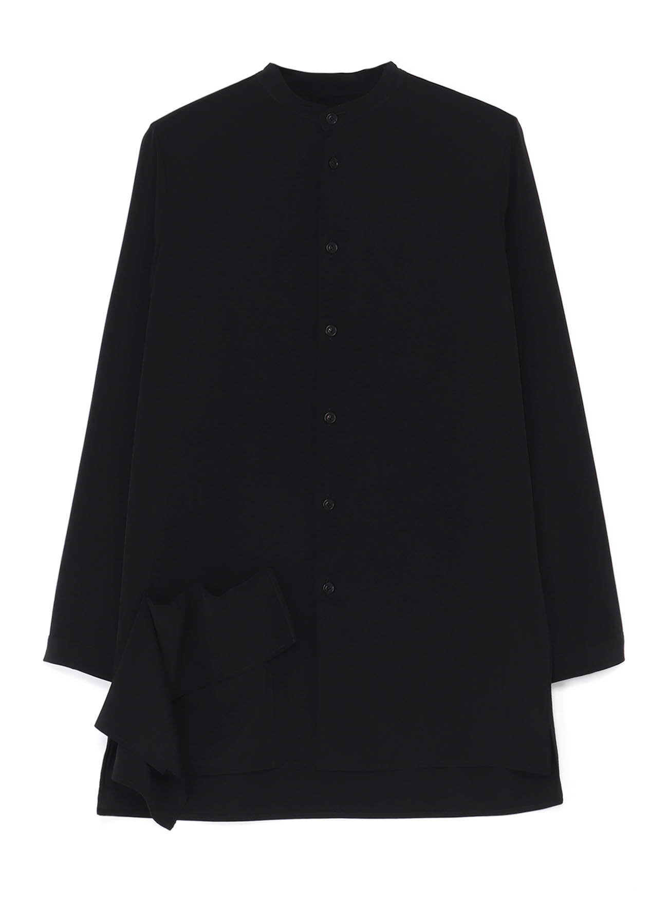 TRIACETATE POLYESTER CREPE de CHINE FLAP POCKET STAND COLLAR SHIRT