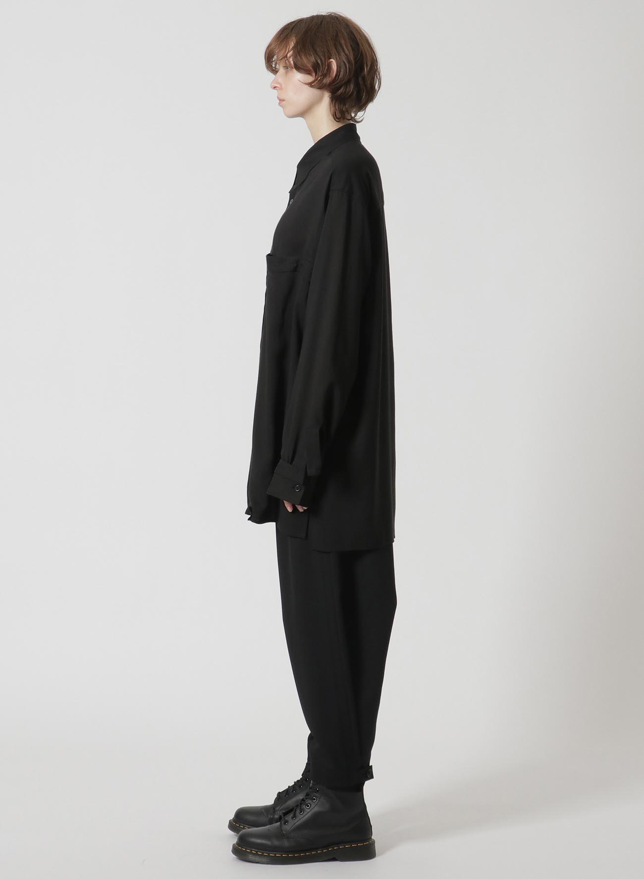 [Y's-Black Name]CELLULOSE LAWN TAPE FLAP POCKET SHIRT