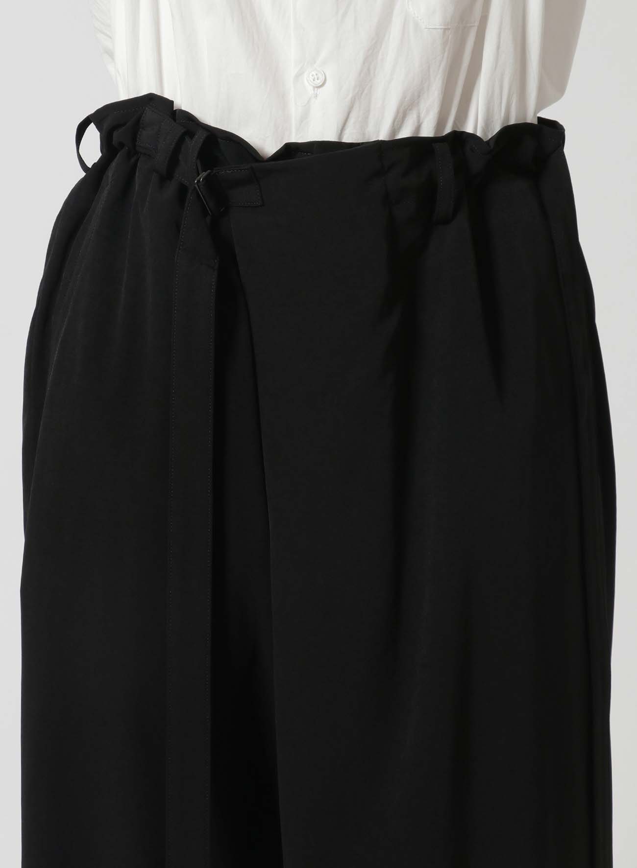 [Y's-Black Name]TRIACETATE POLYESTER CREPE de CHINE ANKLE LENGTH WRAP PANTS