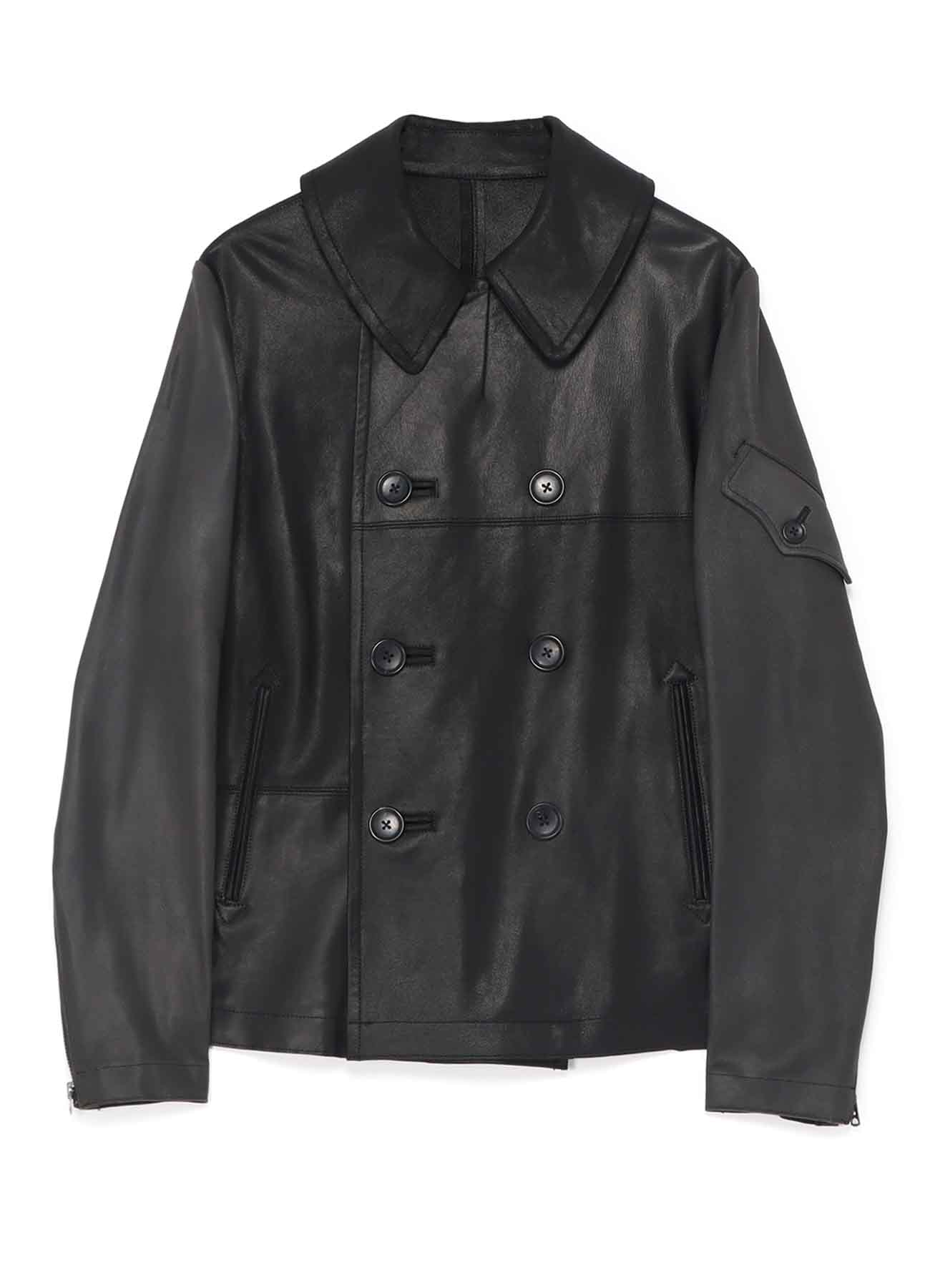 [Y's-Black Name]2 COLORS LEATHER DOUBLE FRONT BLOUSON