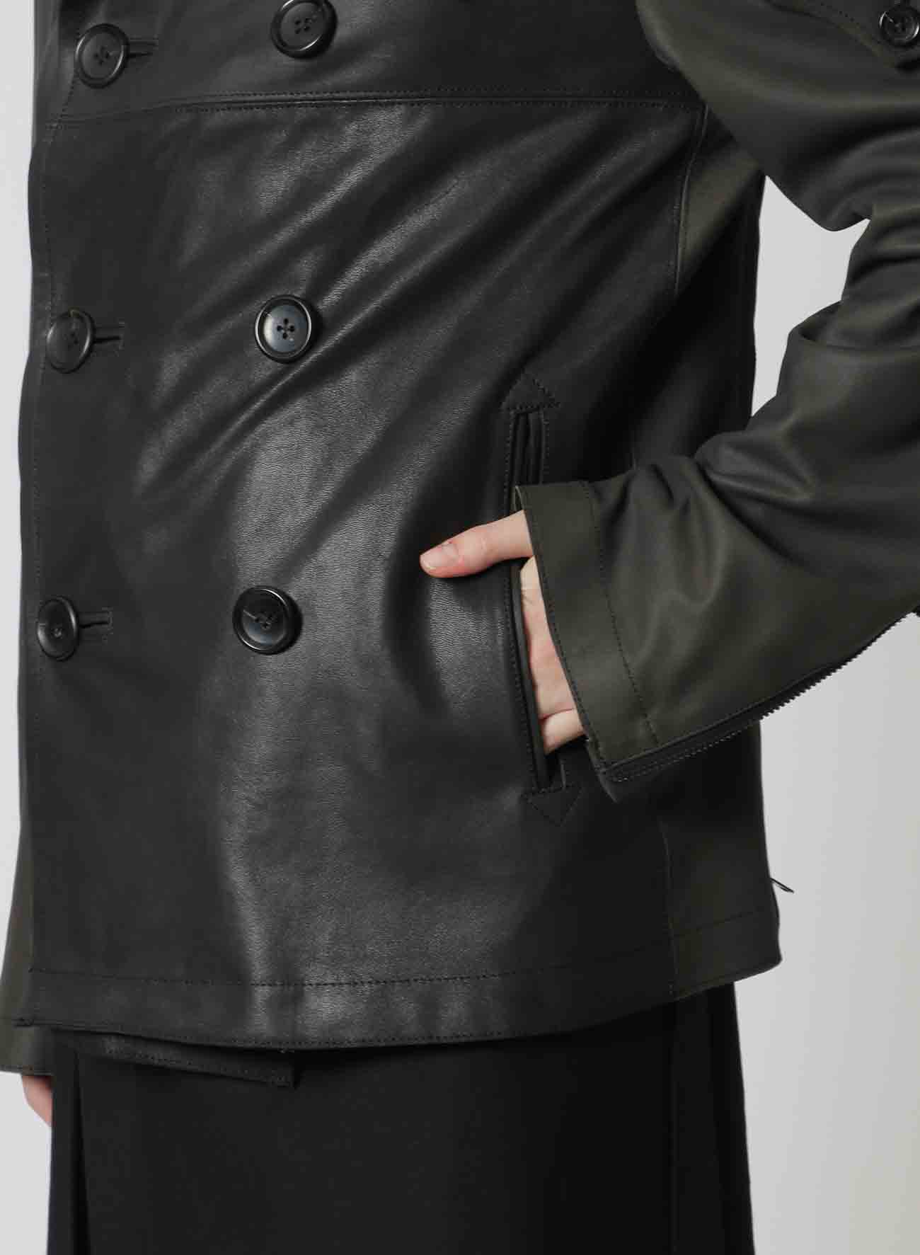 [Y's-Black Name]2 COLORS LEATHER DOUBLE FRONT BLOUSON