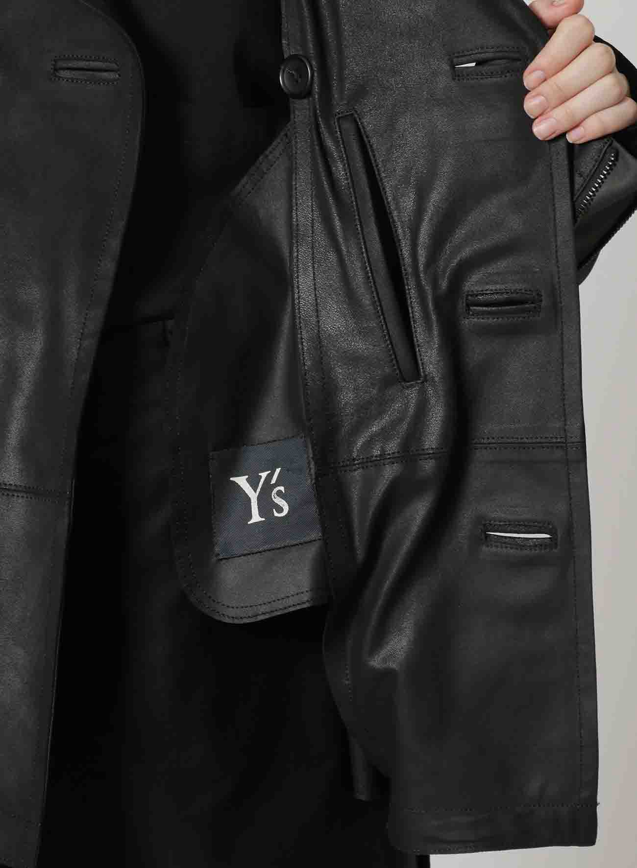 [Y's-Black Name]2 COLORS LEATHER DOUBLE FRONT BLOUSON