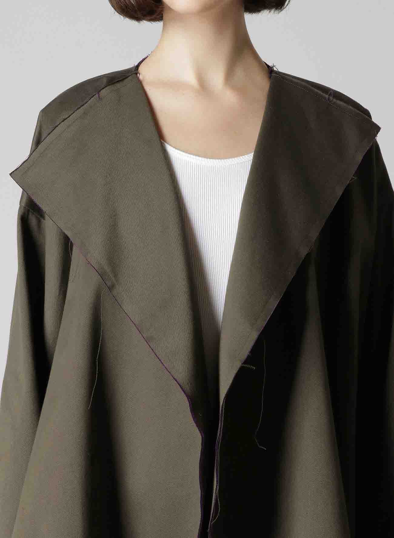 DOUBLE FACED TWILL NO COLLAR SHORT COAT