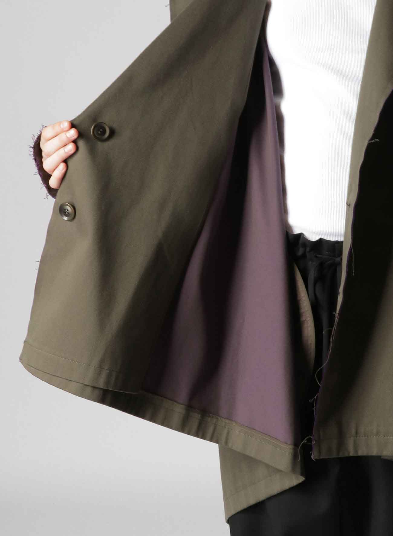 DOUBLE FACED TWILL NO COLLAR SHORT COAT