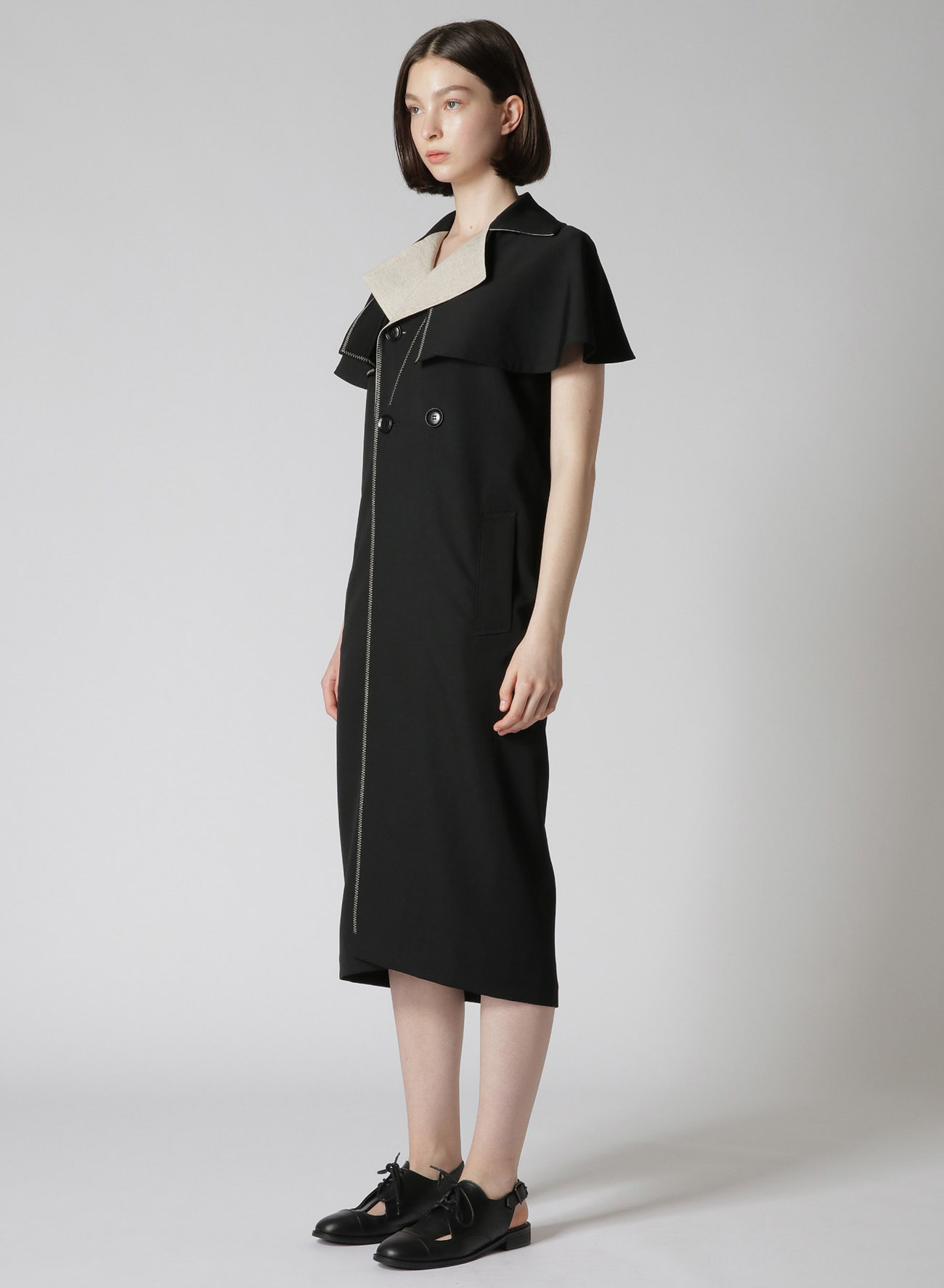 GABARDINE CAPE ATTACHED TRENCH COAT