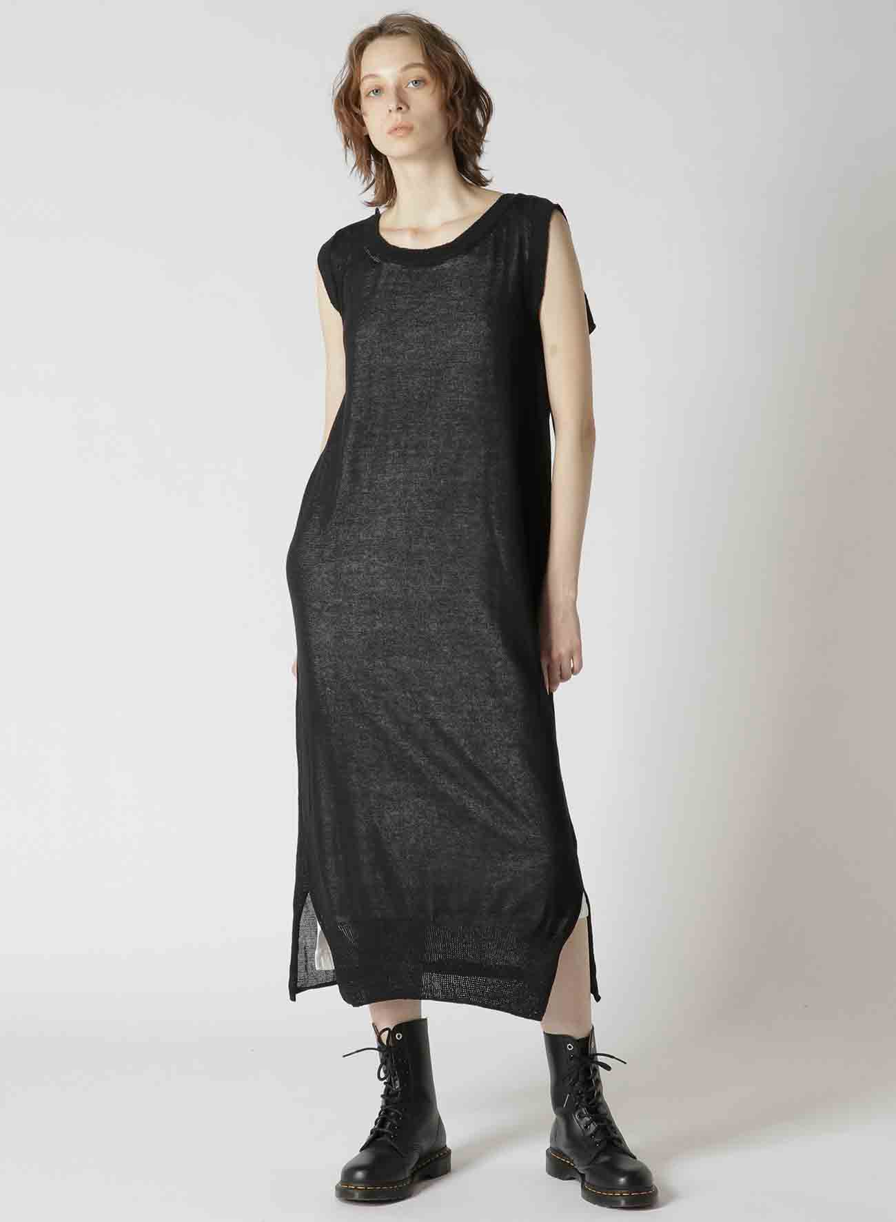 COTTON LINEN LIKE FINISH CUT OFF LAYERED ONEPIECE