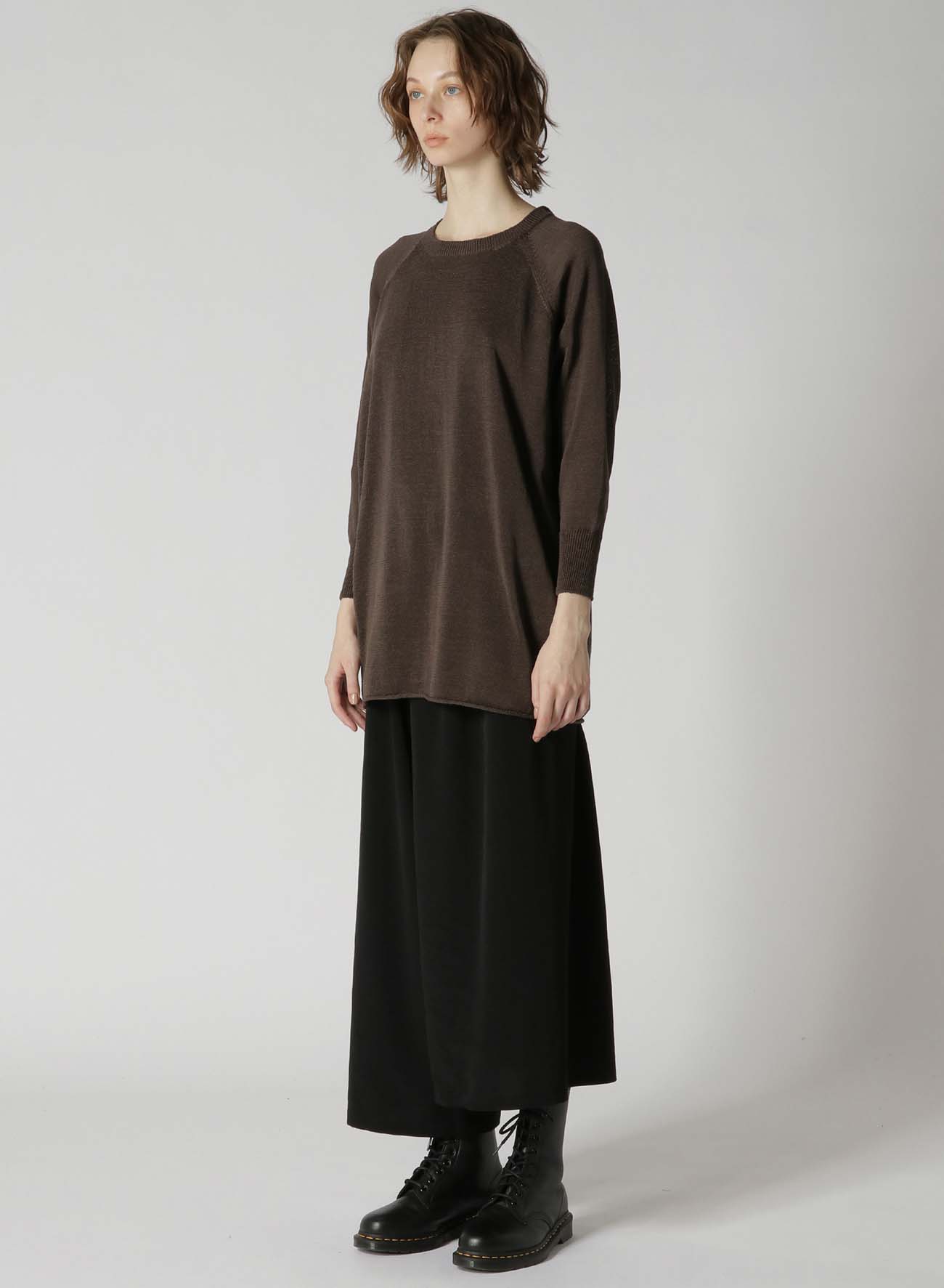 COTTON LINEN LIKE FINISH CUT OFF LAYERED PULLOVER