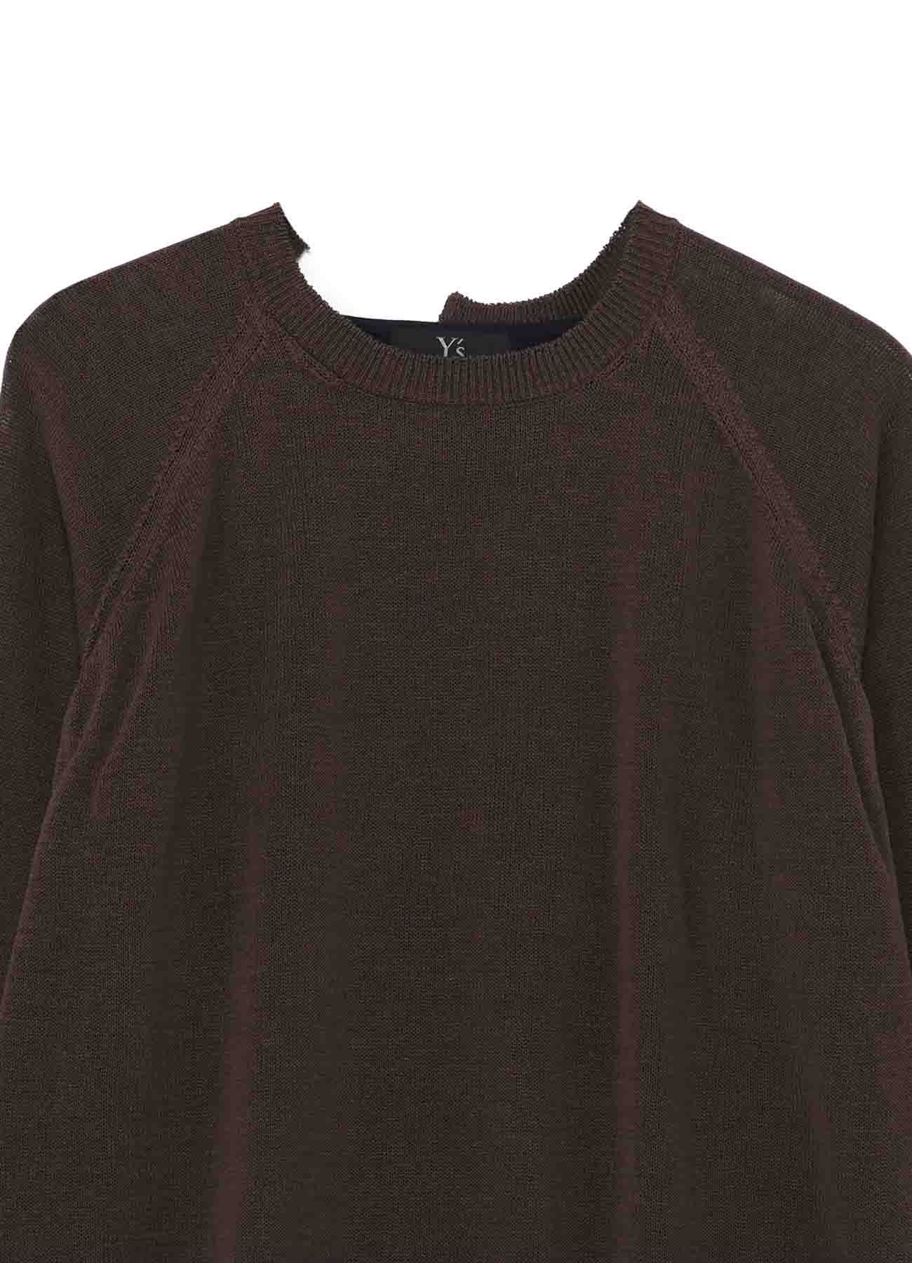 COTTON LINEN LIKE FINISH CUT OFF LAYERED PULLOVER