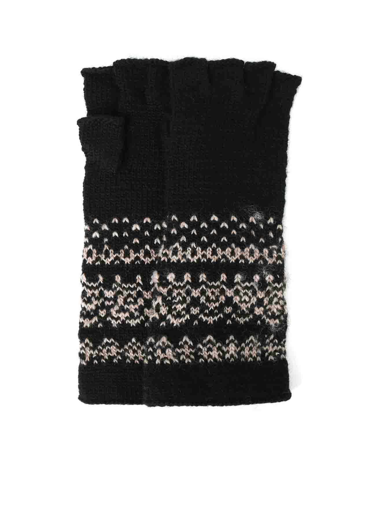 FAIR ISLE PATTERN FINGERLESS GLOVES