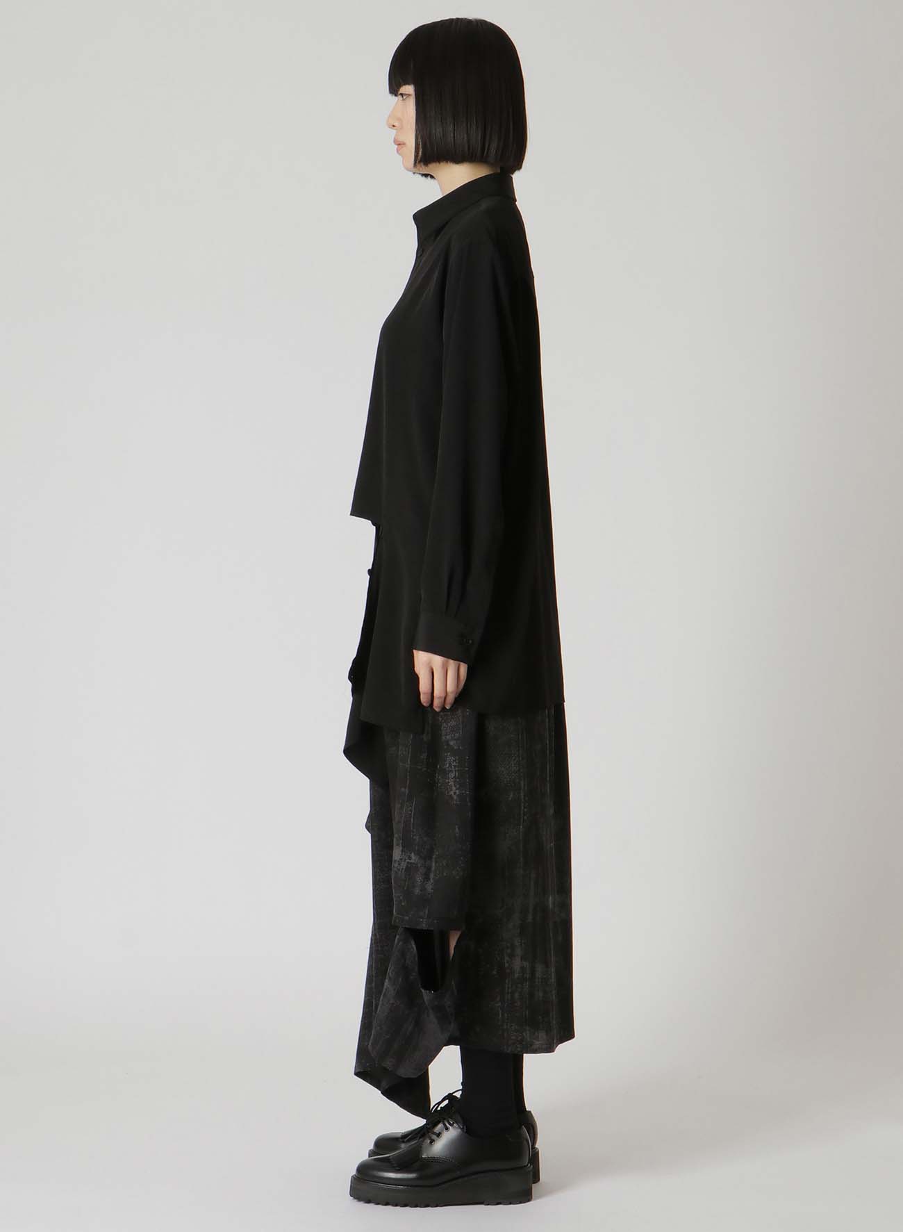 CREPE de CHINE LEFT SLASH DETAIL SHIRT