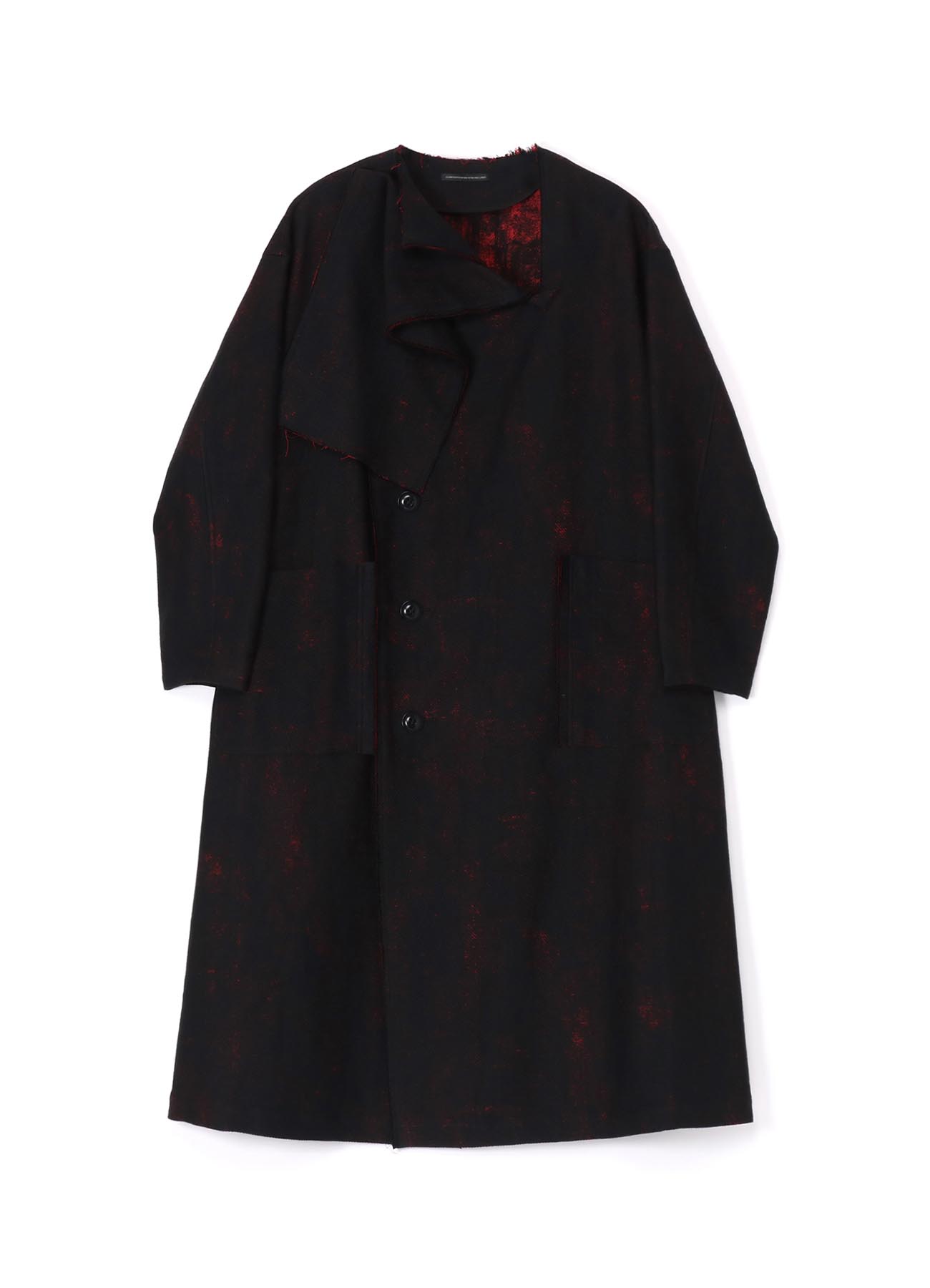 PRINTED COTTON FOLD-OVER COLLAR COAT
