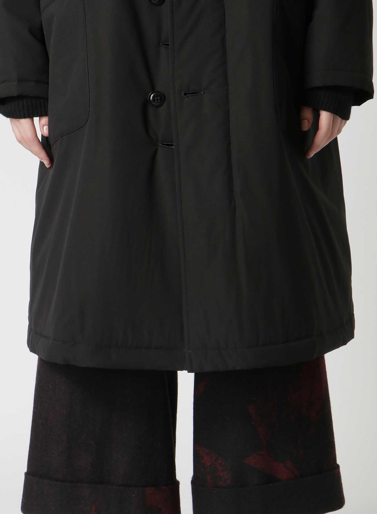 TYPEWRITER POLYESTER COLLARLESS COAT