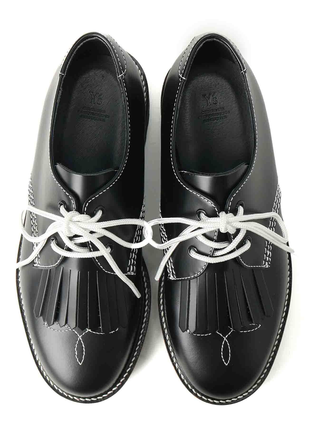 GLASS LEATHER FRINGE TONGUE SHOES