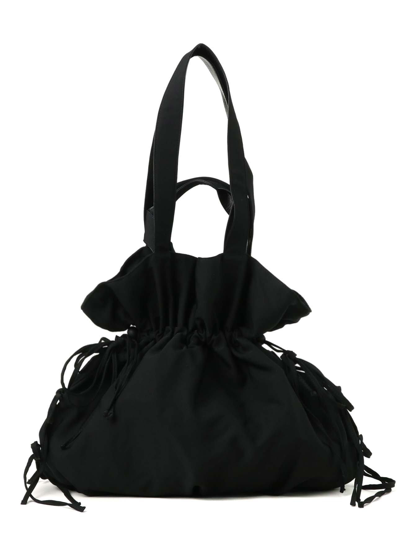 WOOL GABARDINE + LEATHER DRAWSTRING TOTE BAG